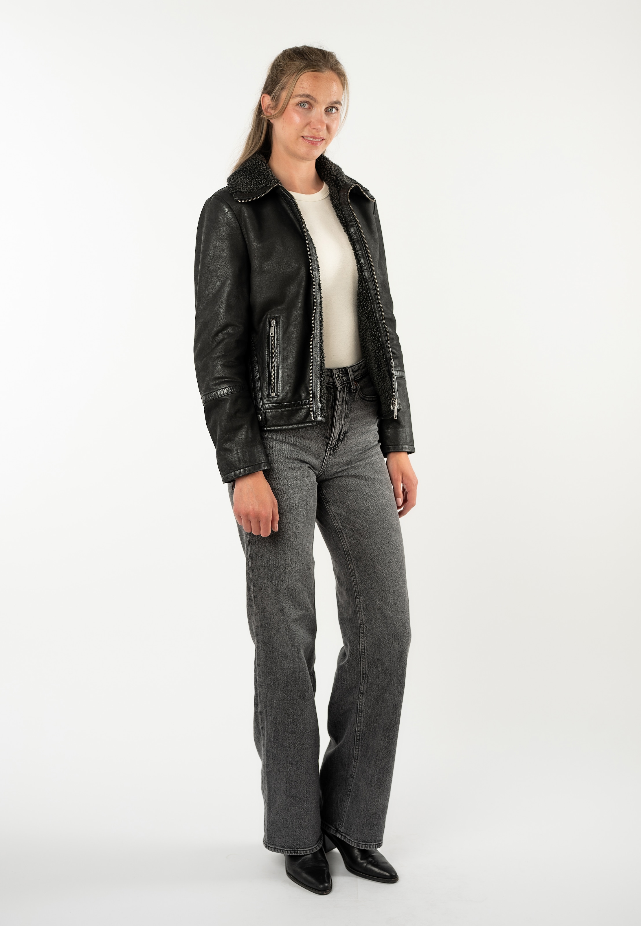 Mauritius Lederjacke »MWIskra« mit Teddyfell-Kragen