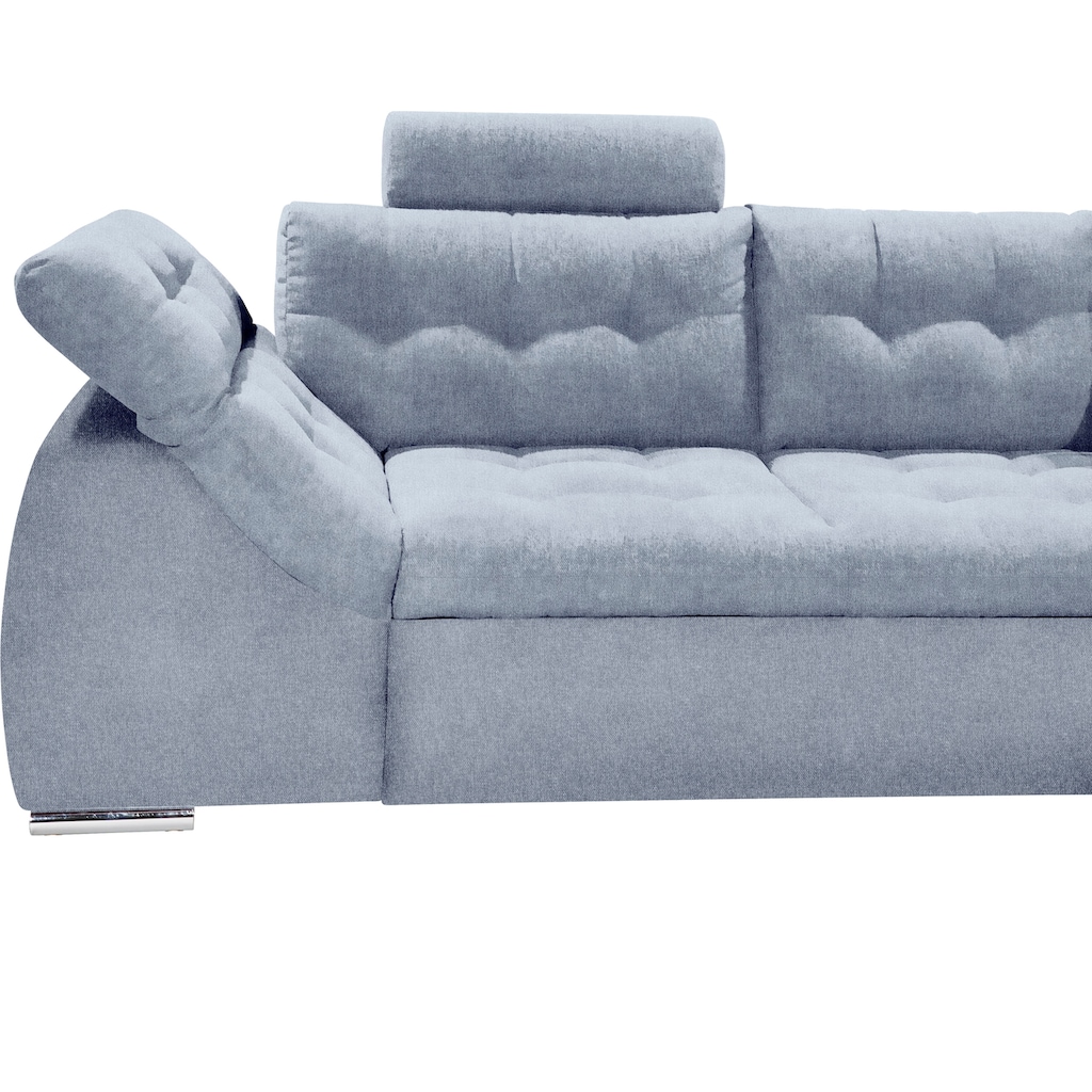 ED EXCITING DESIGN Ecksofa Oman, mit Bettfunktion, Bettkasten, Armteilverstellung und  Kopfstützen