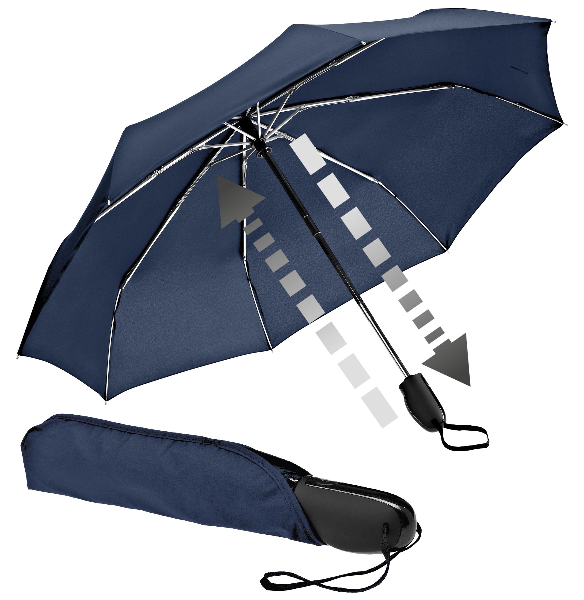 EuroSCHIRM® Taschenregenschirm »Automatik 32S7, marineblau«, kompakte Größe, mit Automatik