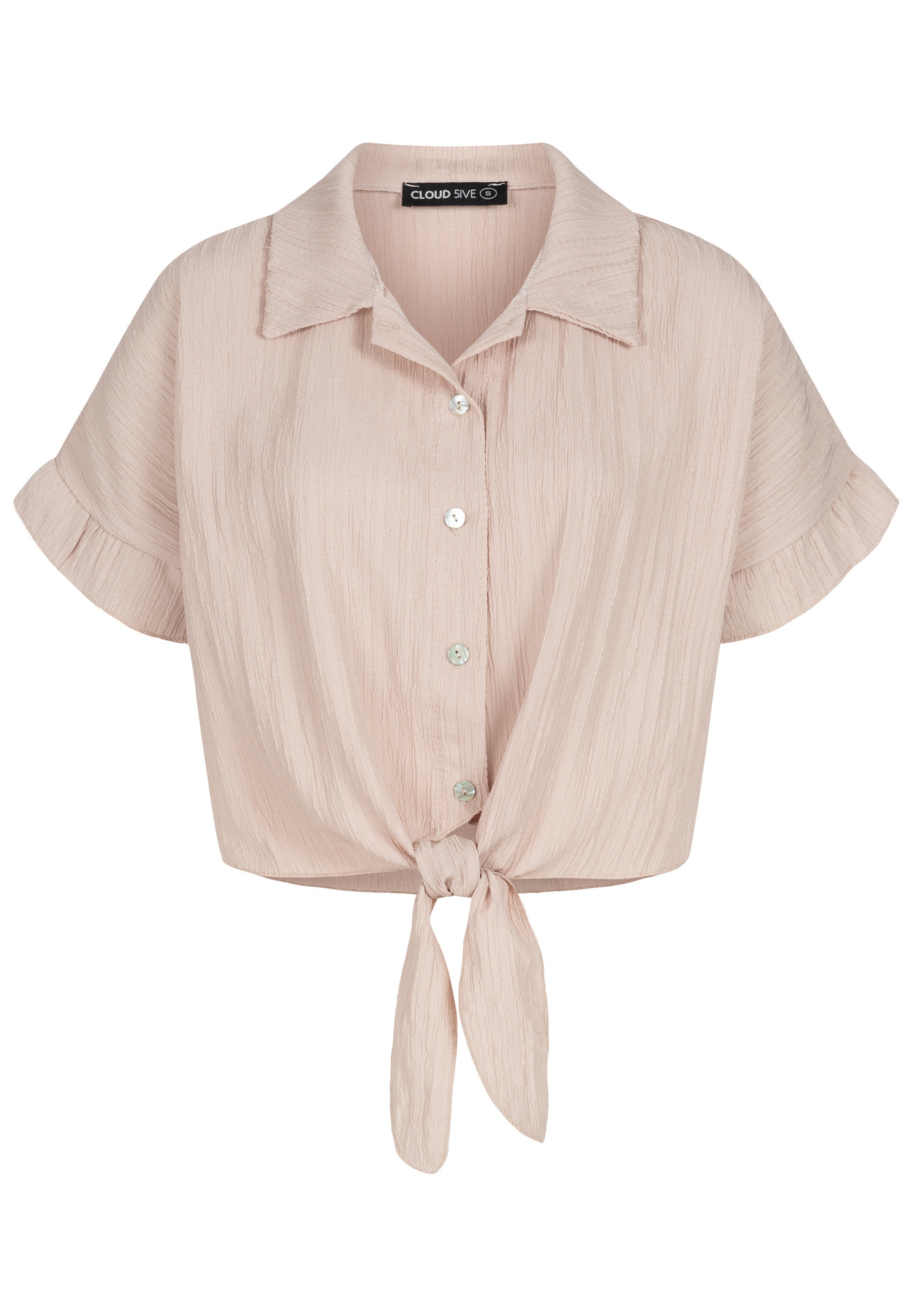 CLOUD 5IVE Klassische Bluse "CLOUD 5IVE Crop Bluse mit Knopfleiste und Knot günstig online kaufen
