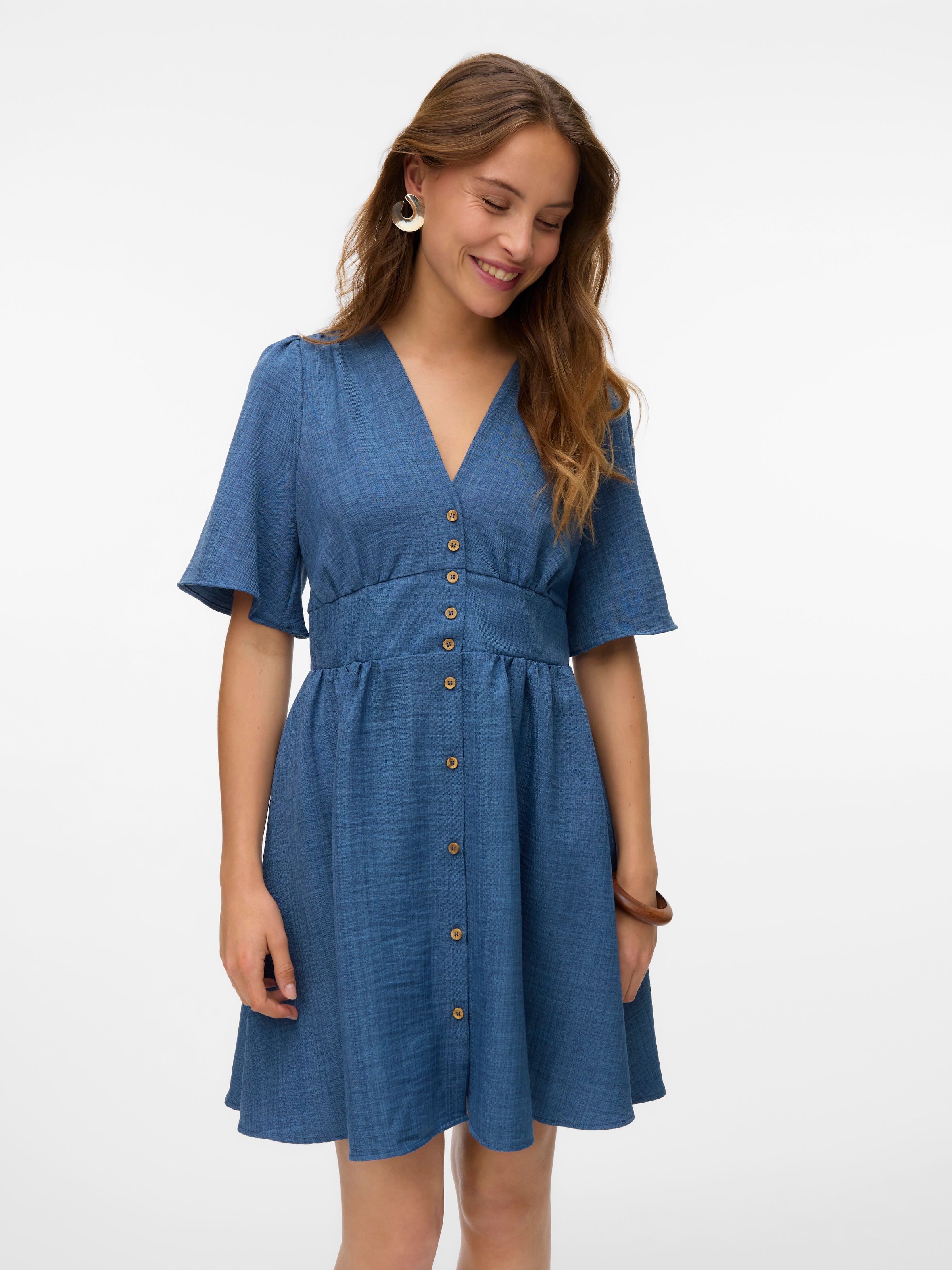 Vero Moda Minikleid "VMMELANEY 2/4 SHORT DRESS WVN NOOS" Sommerkleid, Kunsf günstig online kaufen