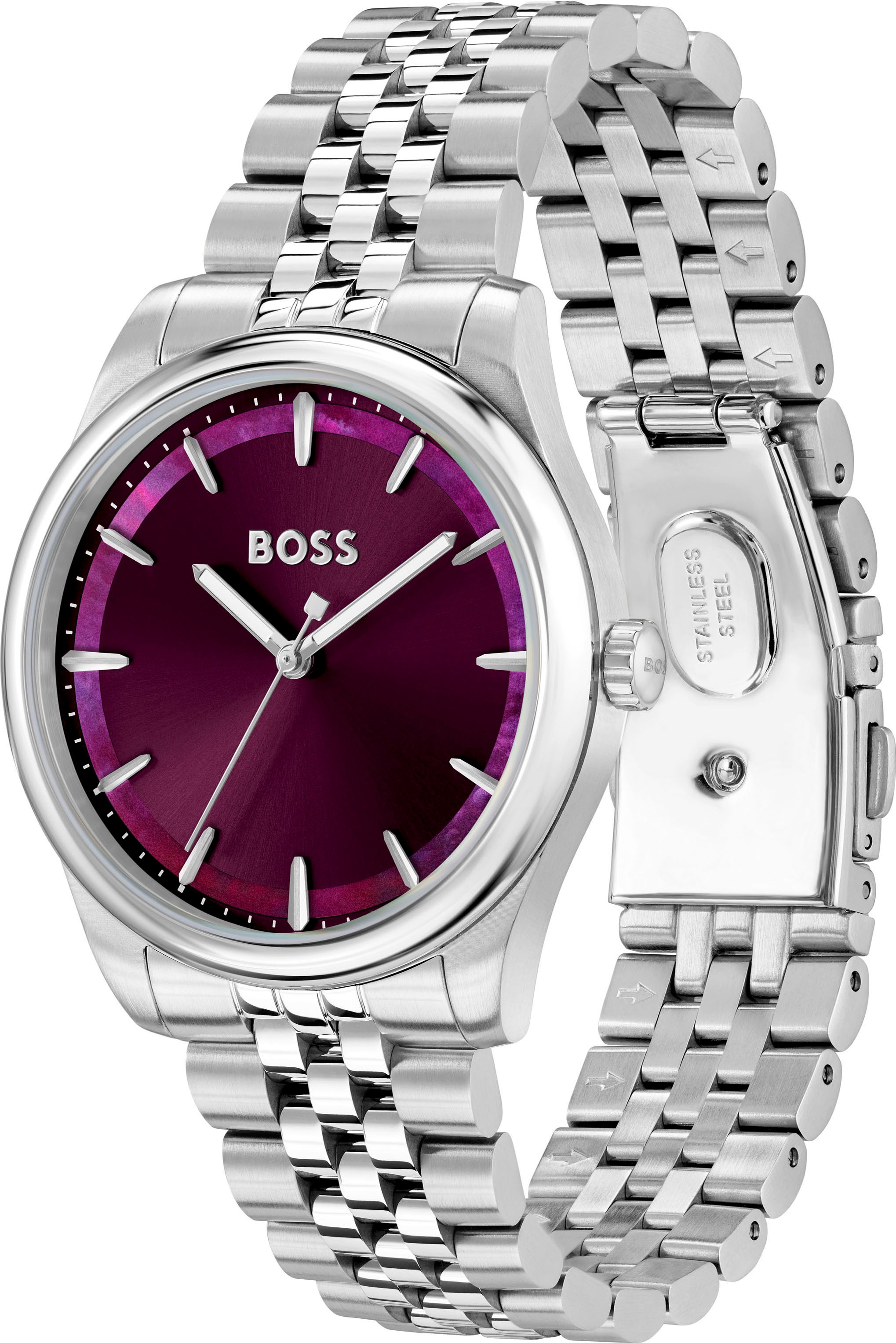 BOSS Quarzuhr »GRACEFUL«, Armbanduhr, Damenuhr, Edelstahlarmband, analog