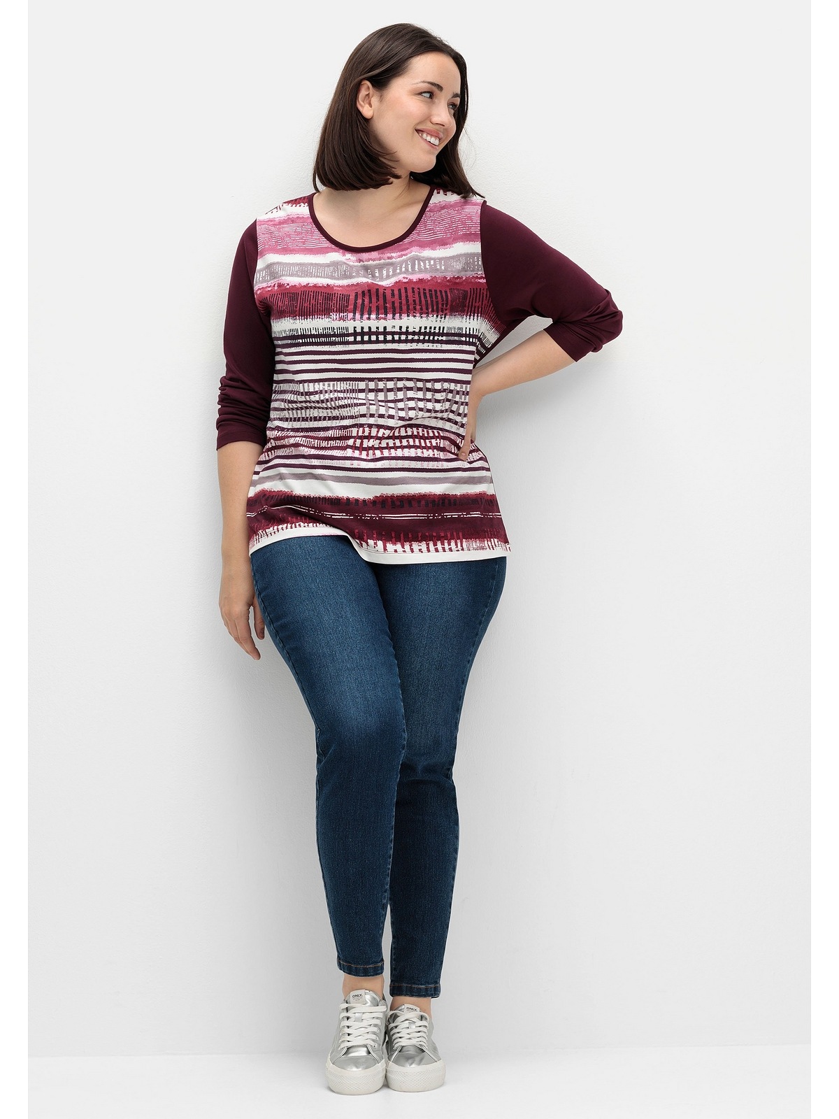 Sheego Langarmshirt »Große Größen«, mit bedrucktem Vorderteil