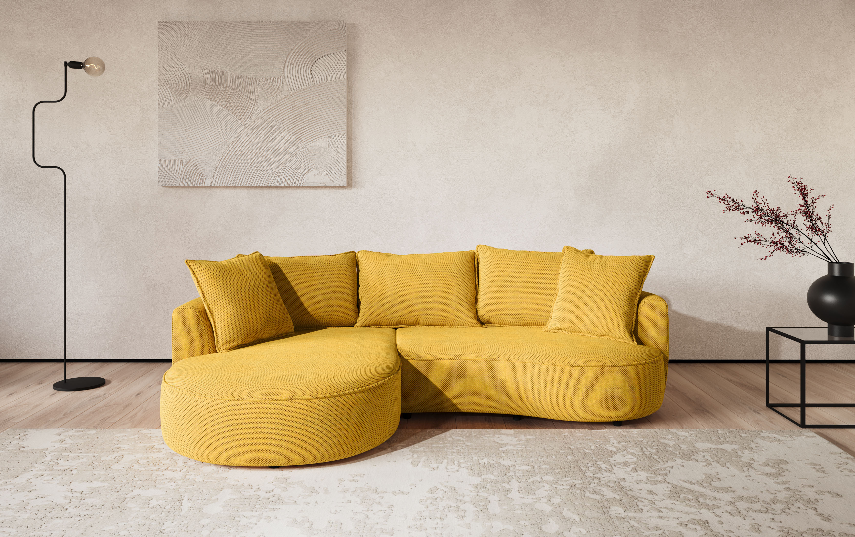 OTTO home Ecksofa "Sana L-Form, B: 260 cm, organische Form, Otto.Verlässliche Qualität" Loungesofa mit Wellenunterfederung