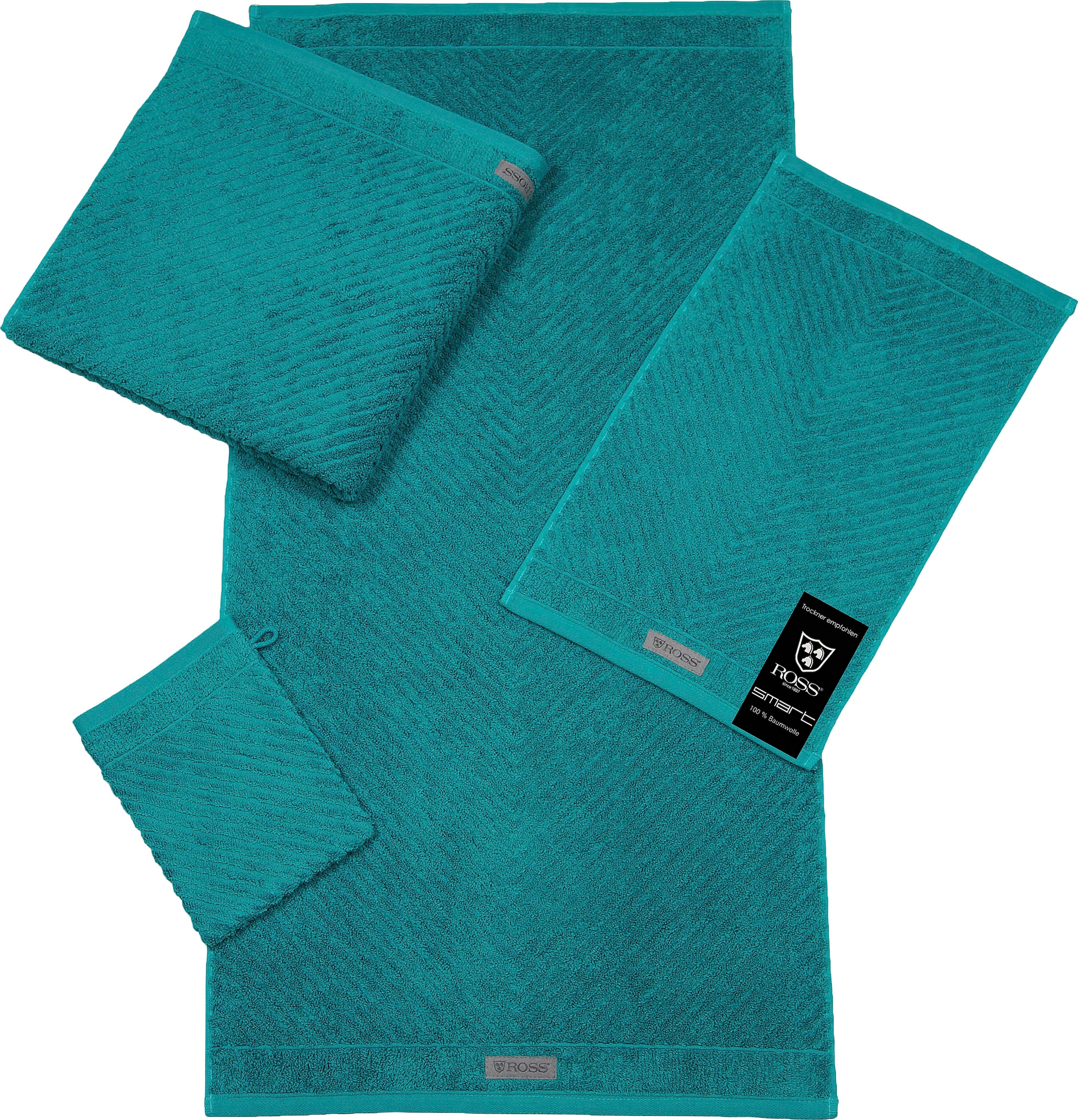ROSS Handtuch »Smart«, | Velourslabel kaufen Uni-Rippe St.), BAUR mit (2