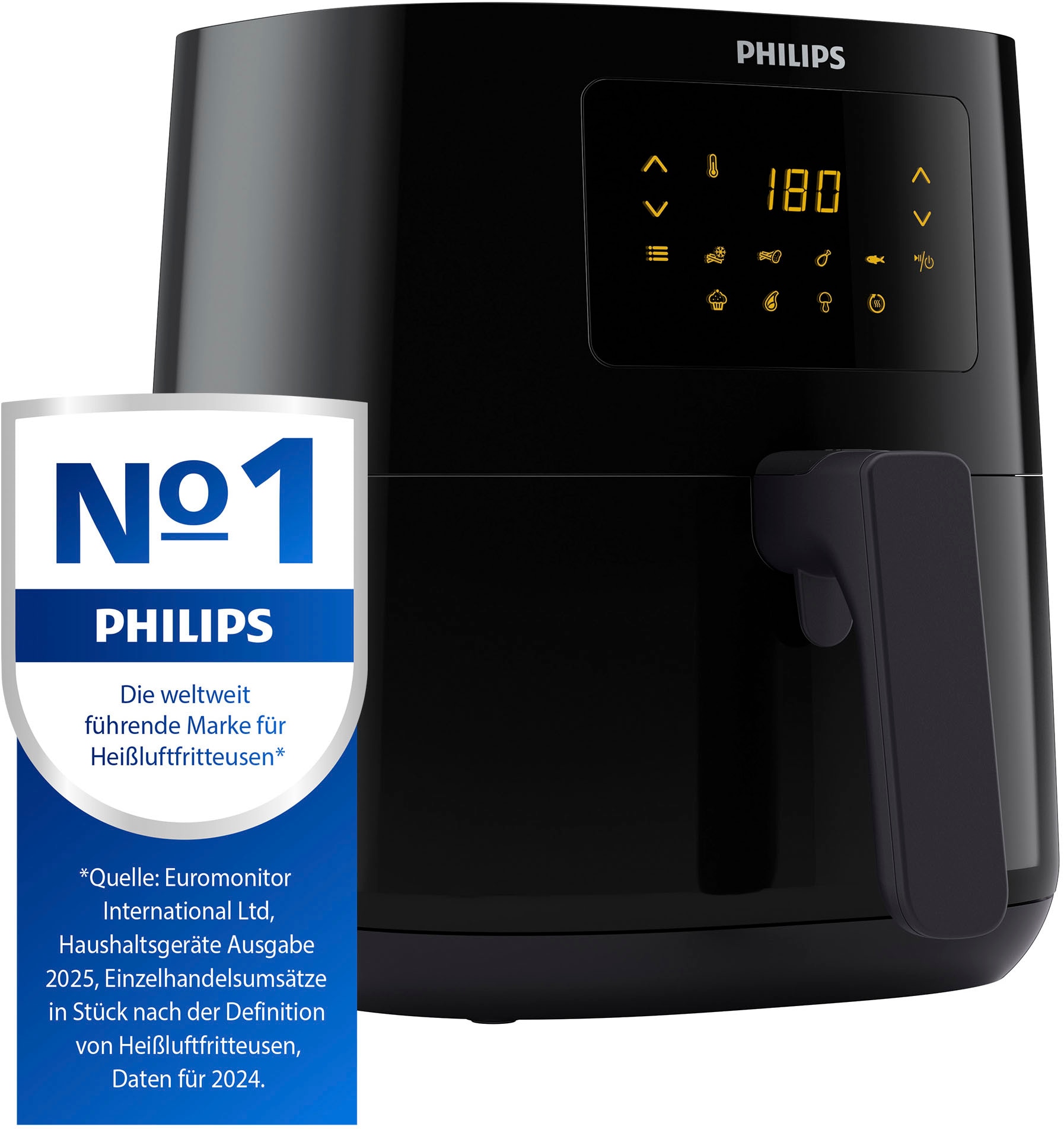 Philips Heißluftfritteuse »Airfryer L HD9252/90, 4,1 l«, 1400 W, mit 7 Voreinstellungen und Warmhaltefunktion, digitales Display
