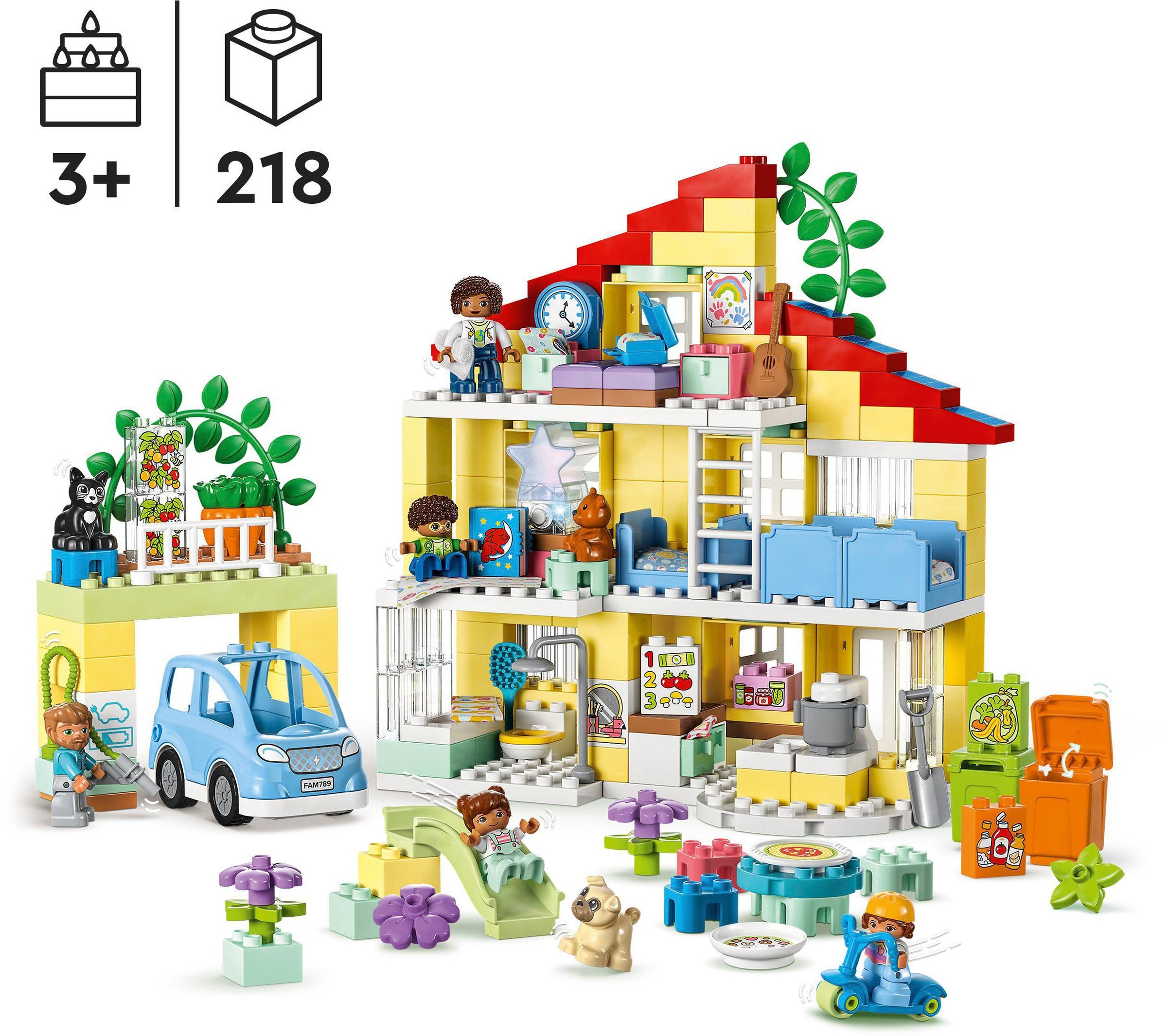 LEGO® in Konstruktionsspielsteine »3-in-1-Familienhaus Made Europe LEGO® DUPLO«, (218 St.), | BAUR (10994),