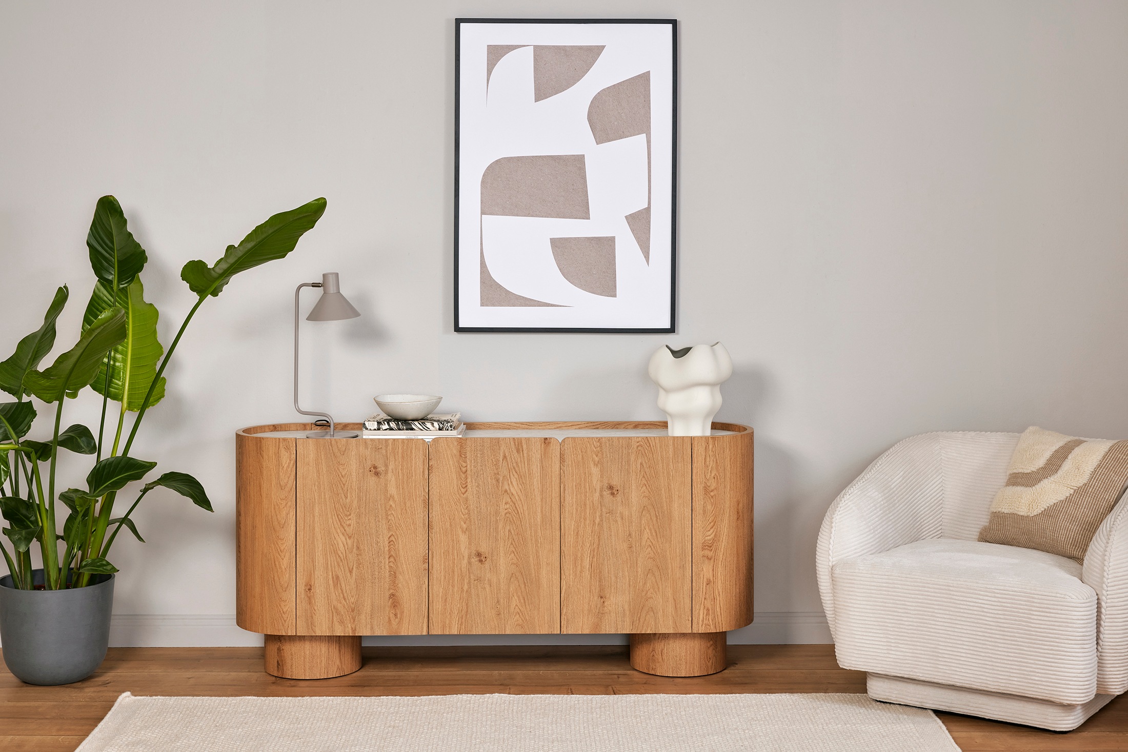 Jahnke Sideboard »CIRCO SB 160«, (1 St.), Sideboard, 3-türig, gerundetes Design, Marmor-Look, Breite 160 cm