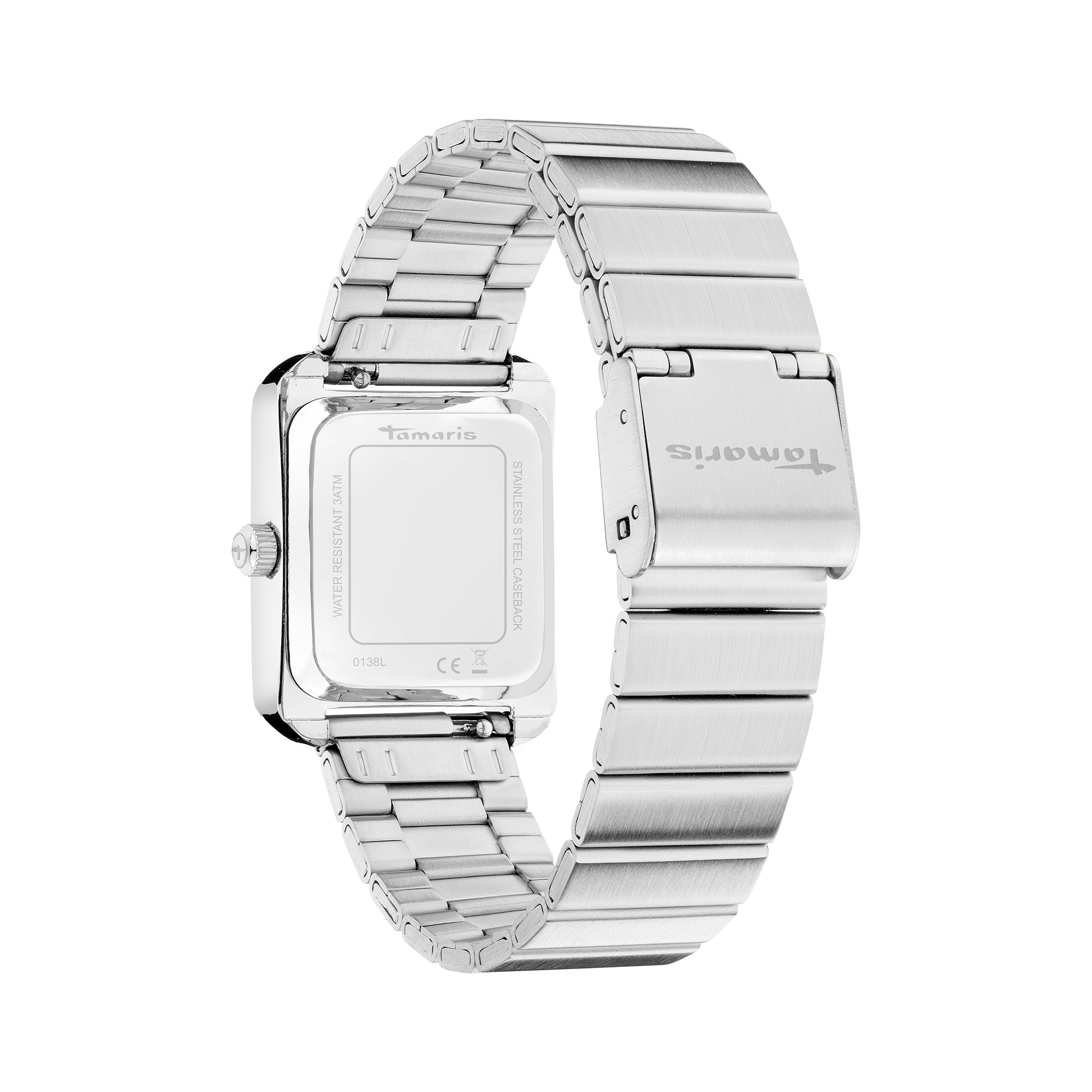 Tamaris Quarzuhr »The Square Retro Strap« Armbanduhr, Damenuhr, Edelstahlarmband, analog