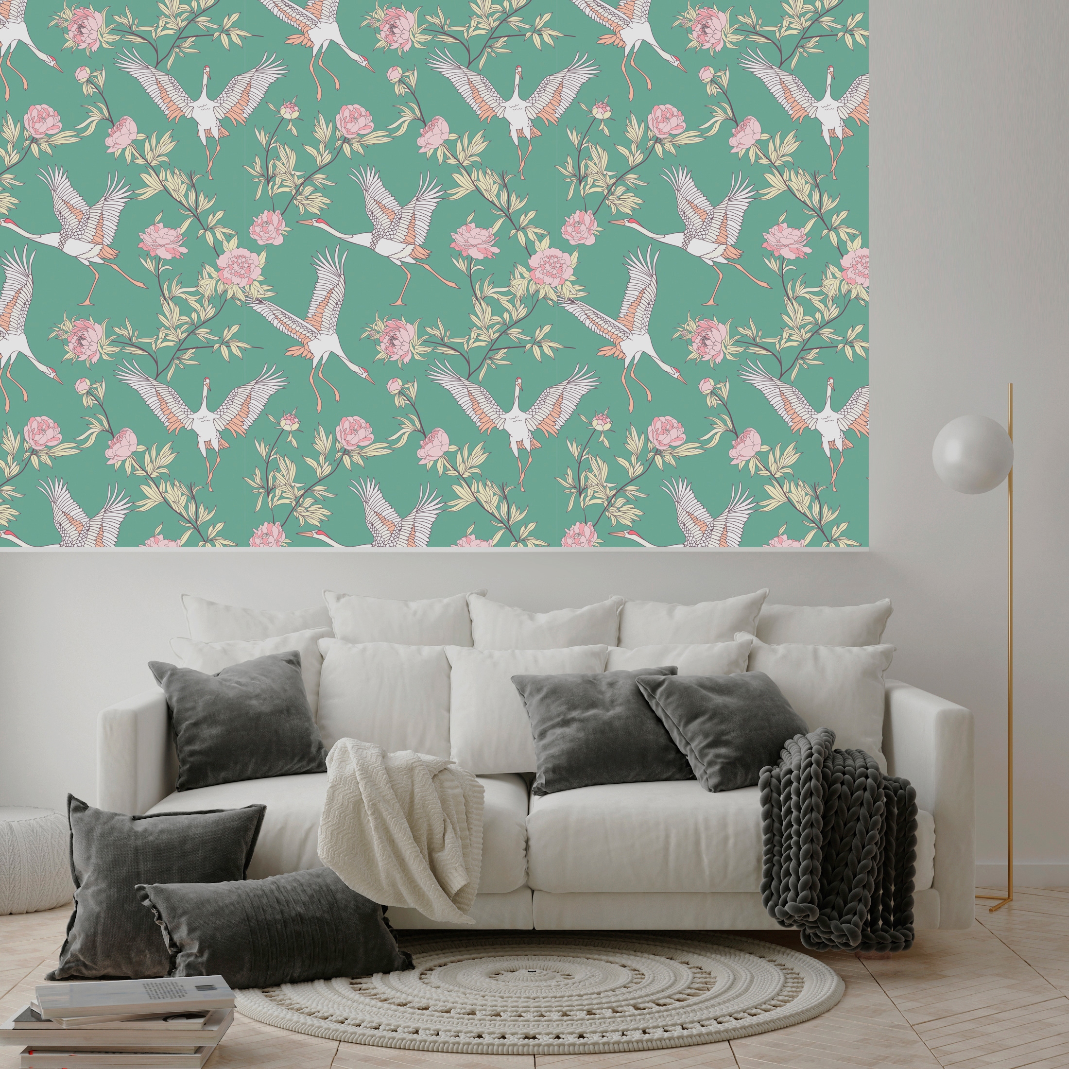 queence Vinyltapete »Margarete«, bedruckt-Motiv-botanisch-floral-gemustert-natürlich, 90x250cm, selbstklebend, kinderleichte Anbringung, Sticker