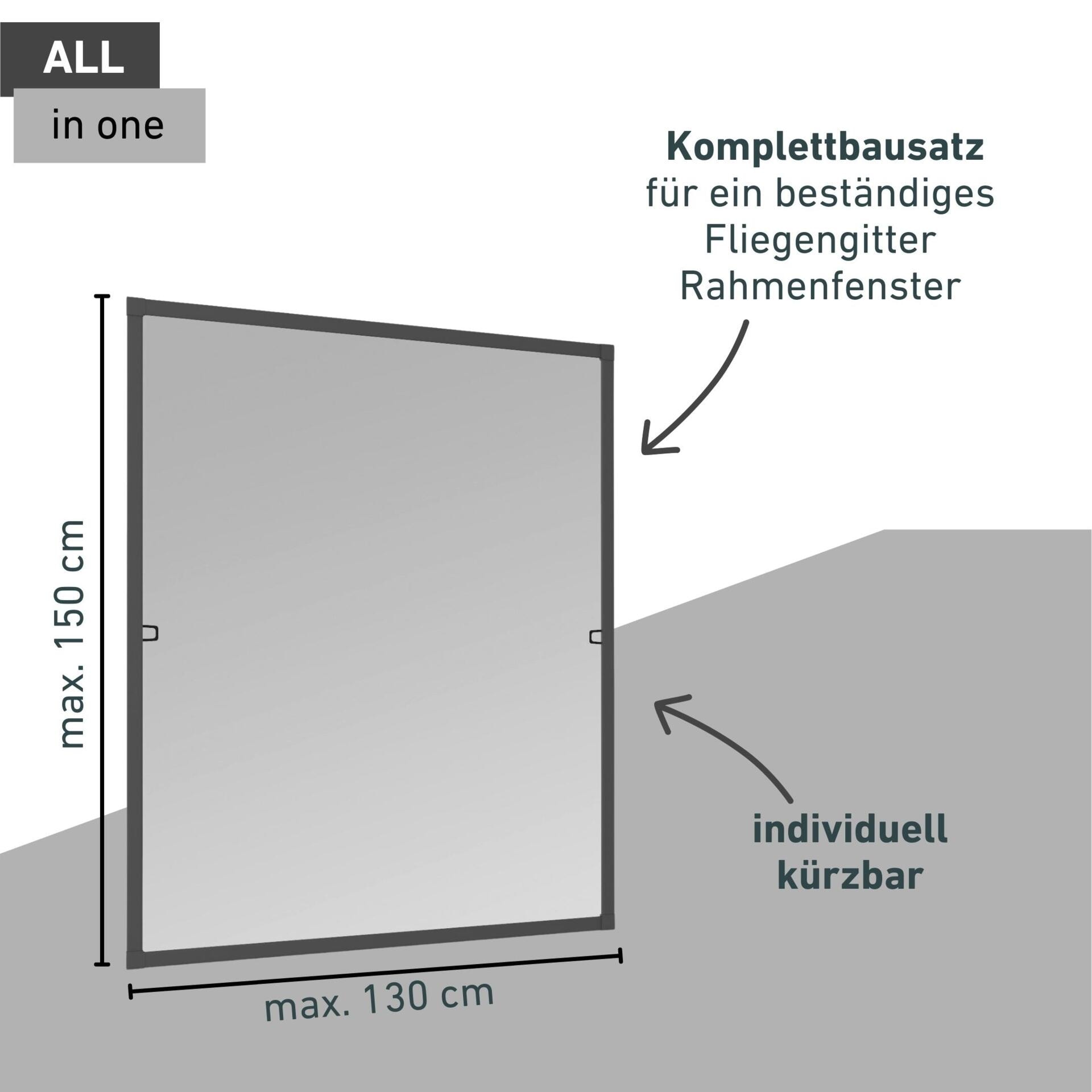 Windhager Insektenschutz-Fensterrahmen »Plus, aus Fiberglasgewebe mit Alurahmen, Fliegengitter Rahmenfenster« Fliegengitter in weiß, anthrazit erhältlich, 130x150cm, ohne bohren