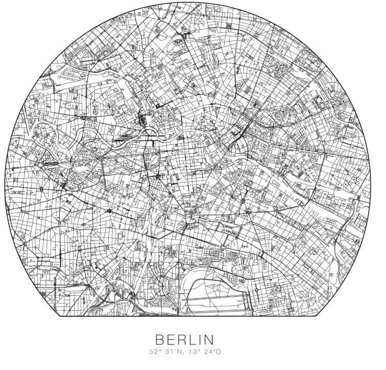 Wandtattoo »Wandaufkleber Berlin Stadtplan«, (1 St.), selbstklebend, entfernbar