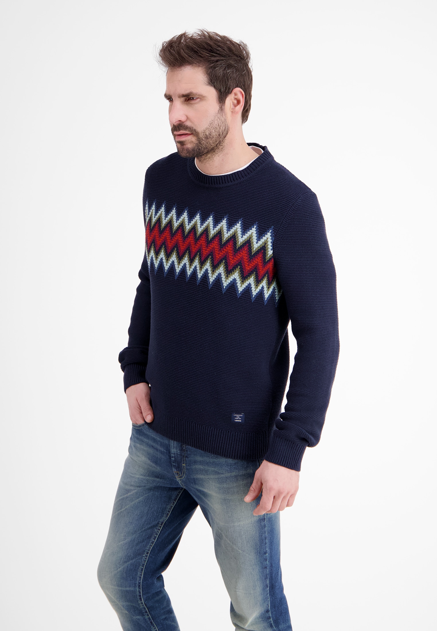 LERROS Norwegerpullover »LERROS Rundhalsstricker *Graphic Norway*«