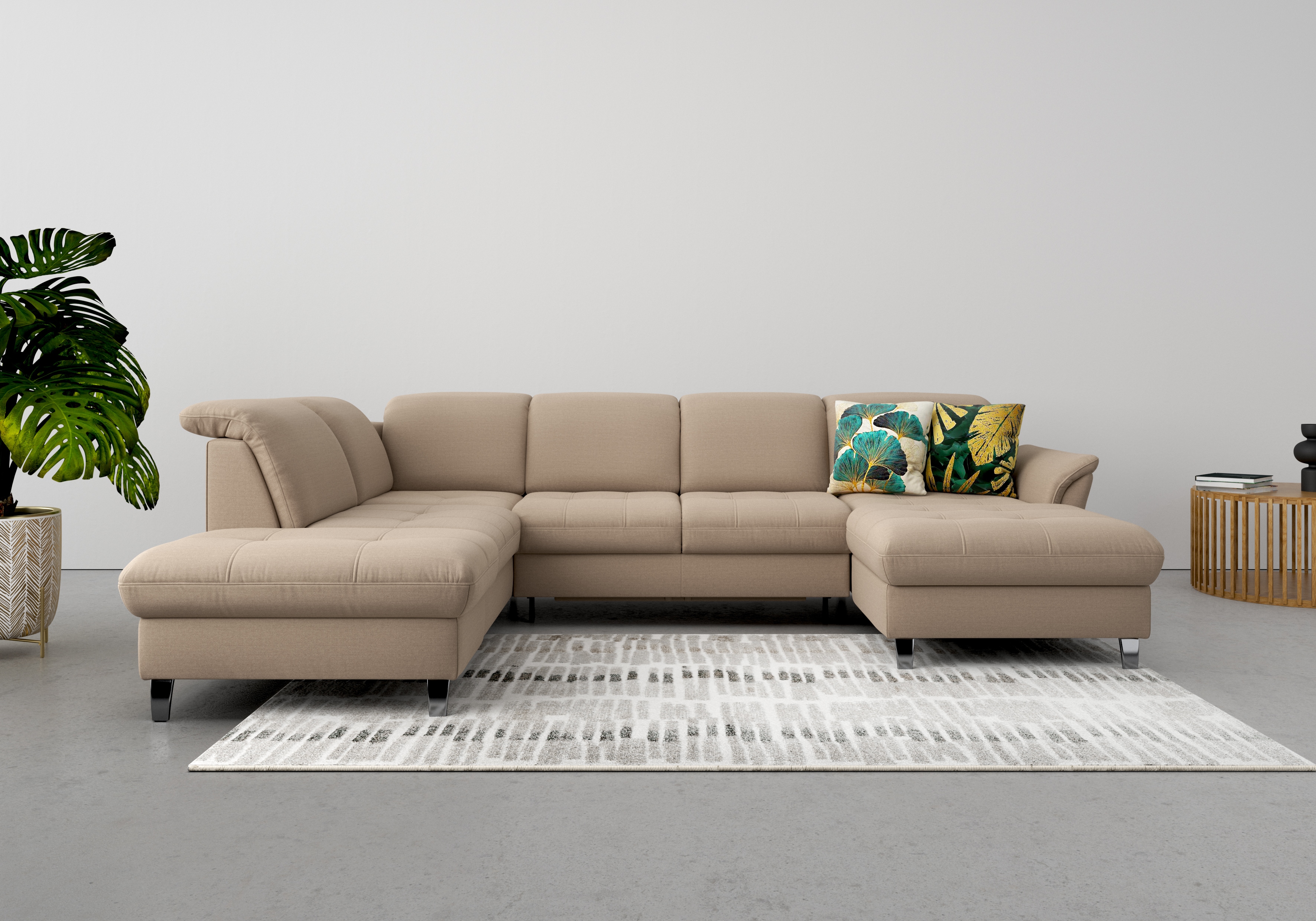 sit&more Wohnlandschaft "Maggiore U-Form" wahlweise mit Kopfteilverstellung, Schlaffunktion und Stauraum