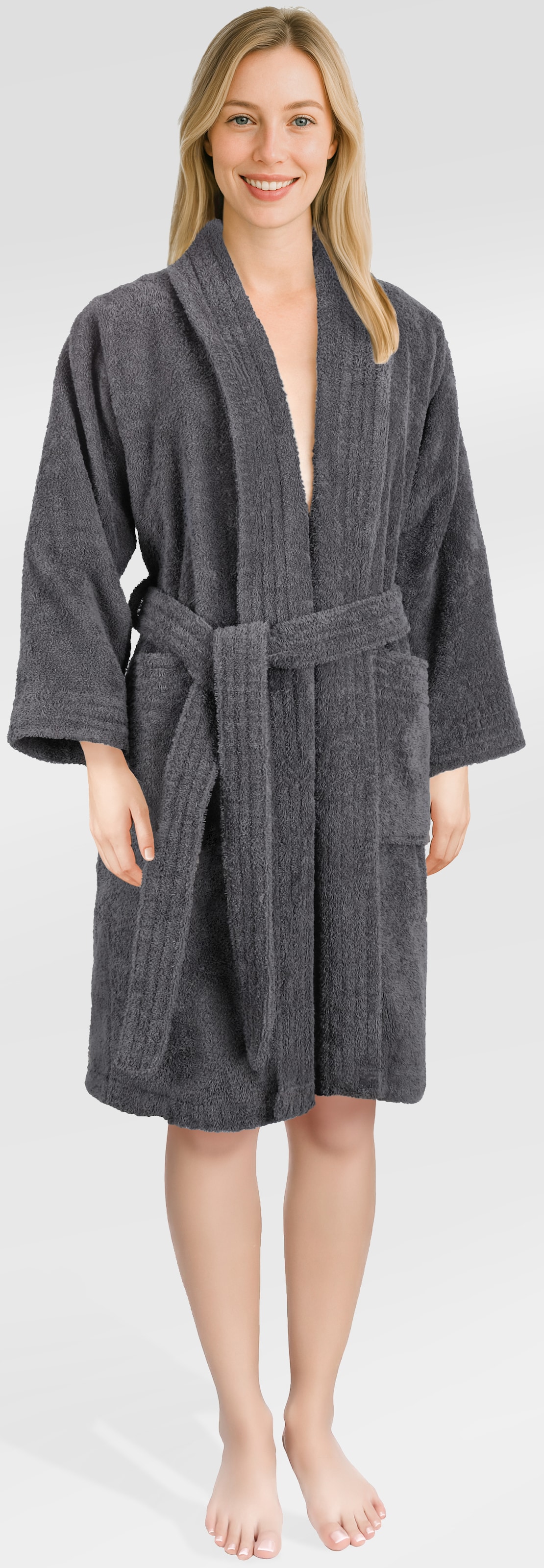 HAMMETEX Damenbademantel "Ren, 100% Baumwolle" 380 g/m² Frottee Bademantel günstig online kaufen