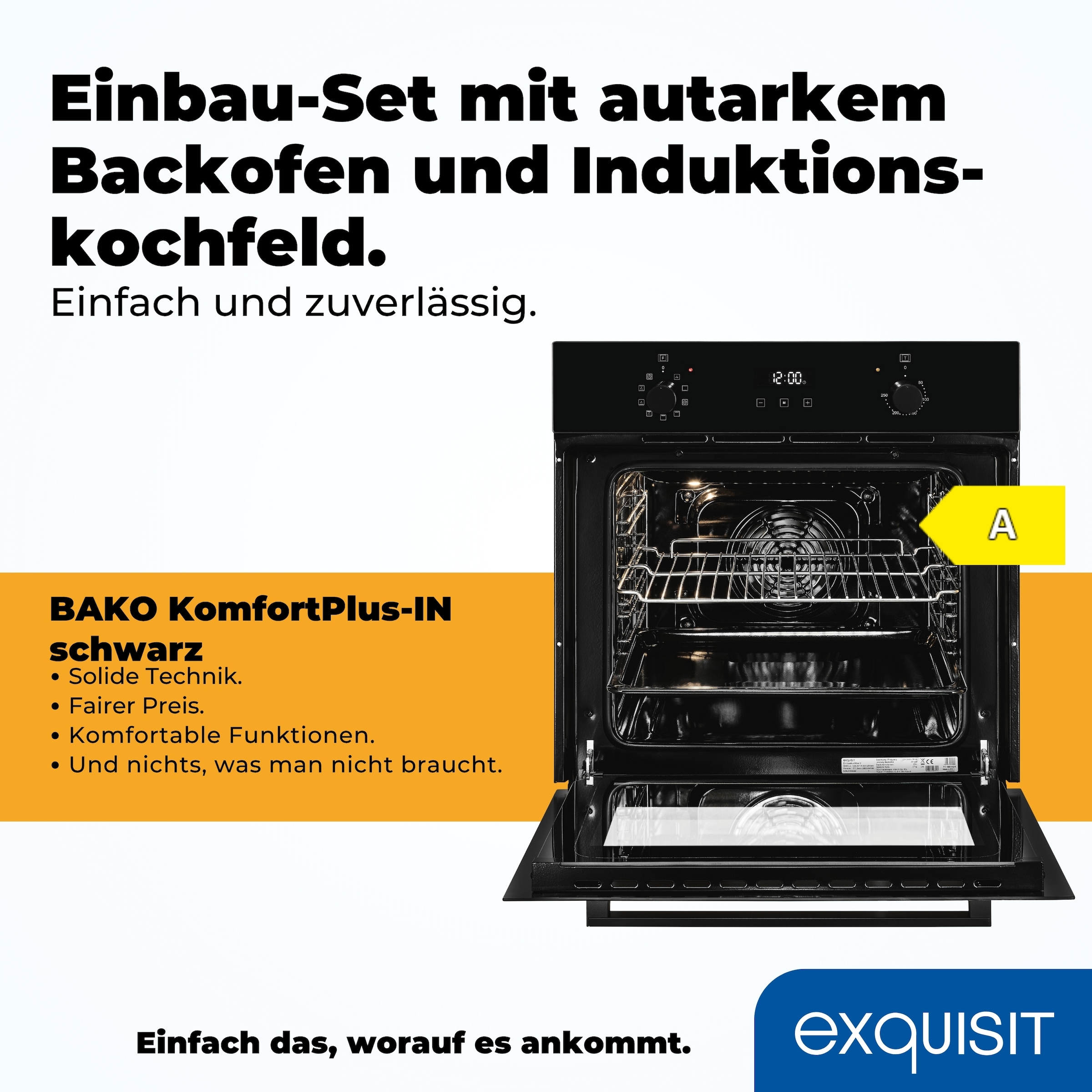 exquisit Backofen-Set »EBE257-H-020 schwarz« Set, 2 Stk. tlg.
