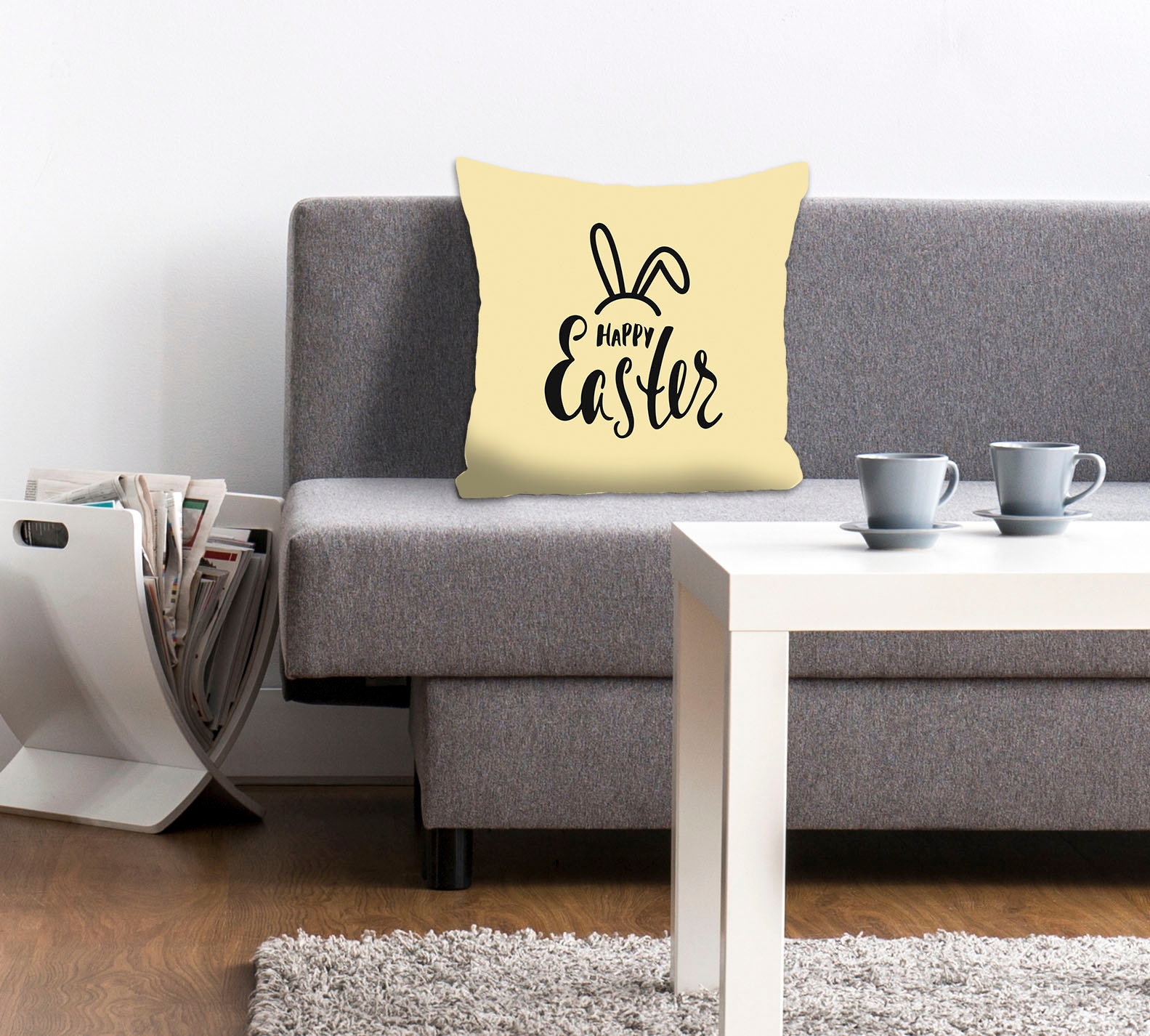 queence Dekokissen "Happy Easter yellow" mit einem österlichen Schriftzug günstig online kaufen