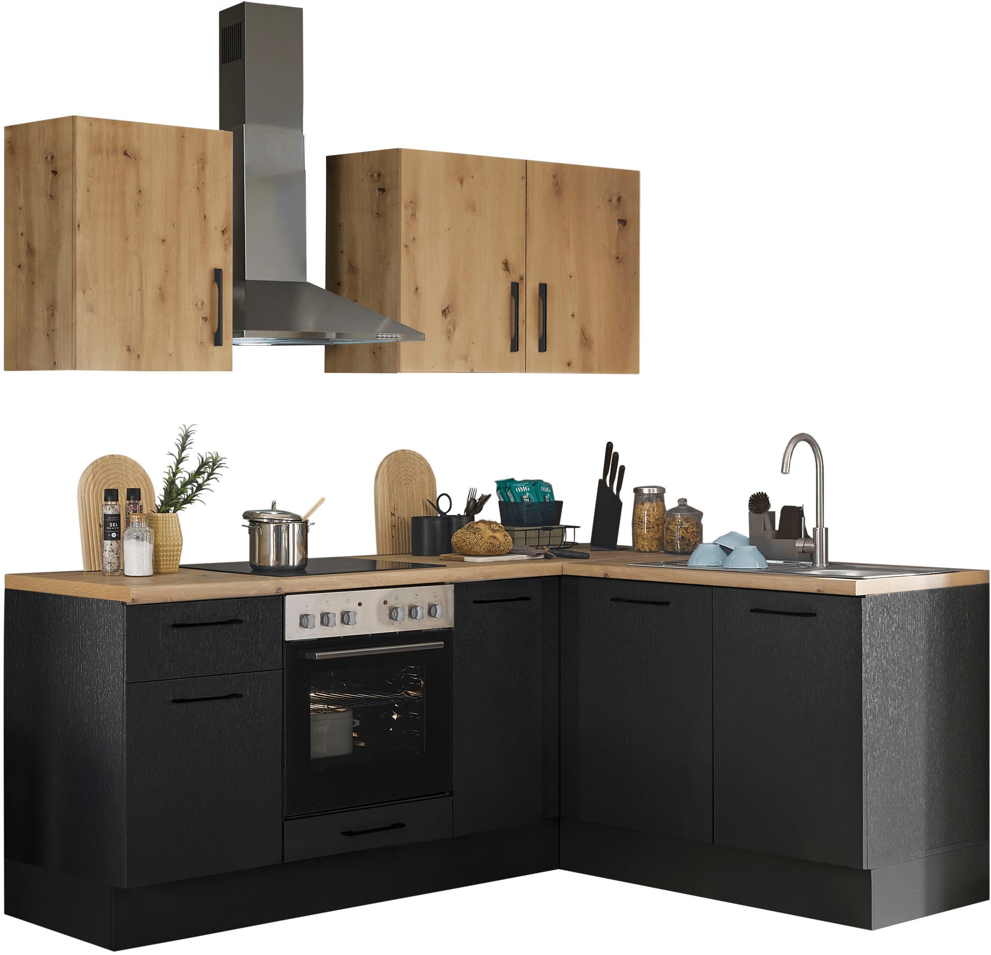 BASIC by Balculina Winkelküche »Turin« Stellbreite 210x17...