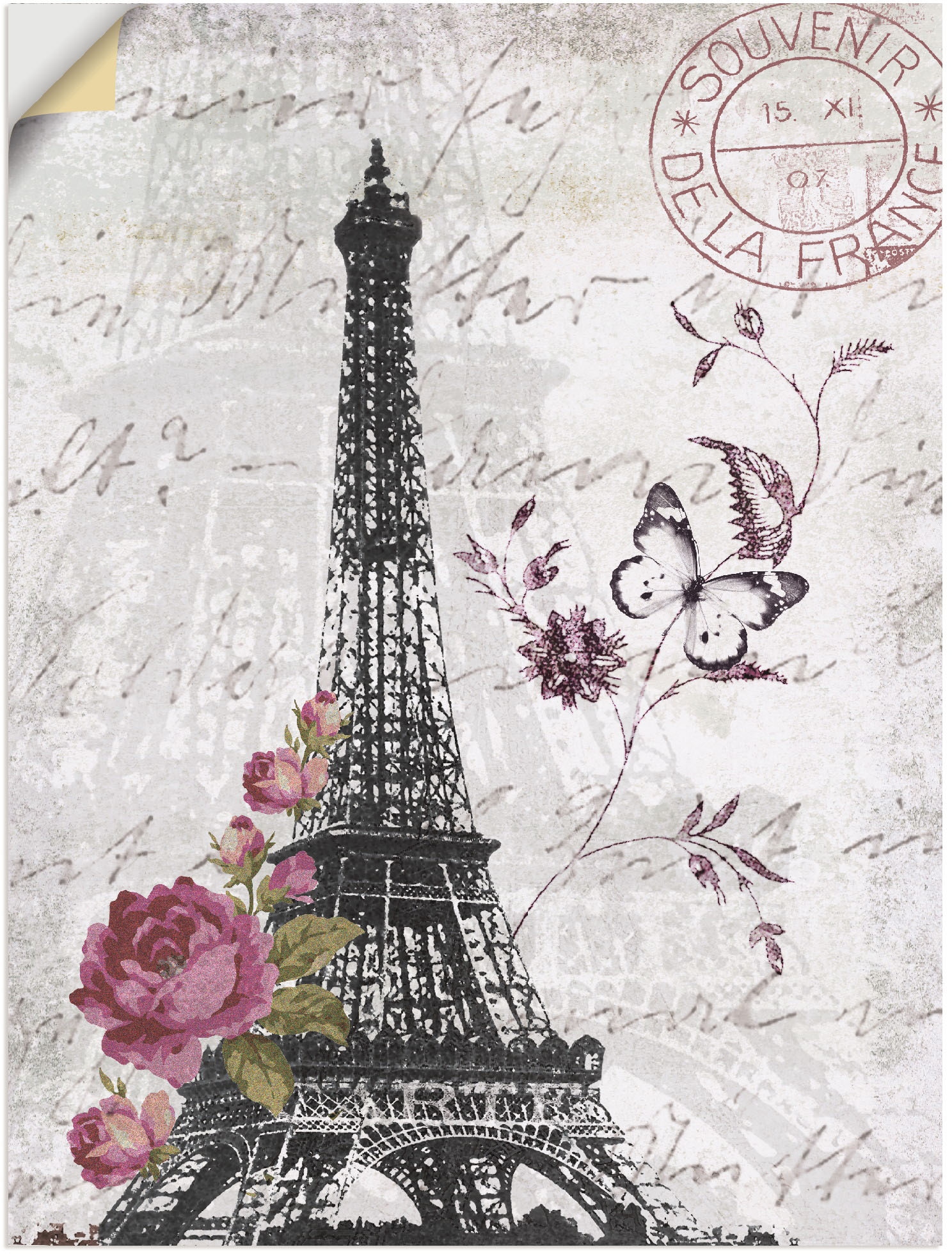 Wandbild »Eiffelturm Grafik«, Bilder von Europa, (1 St.), als Alubild, Outdoorbild,...