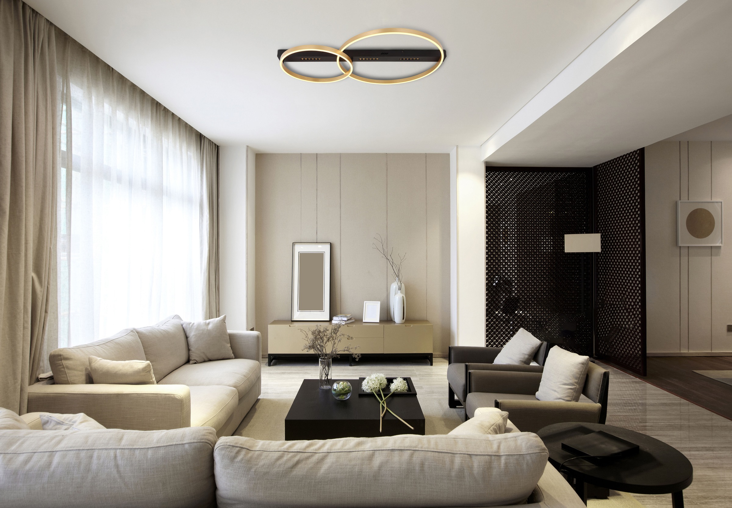 GLOBO LIGHTING LED Deckenleuchte »LUFFY«, Leuchtmittel LED-Modul | LED fest integriert, Deckenlampe/LxBxH: 930x585x102mm/Wohnzimmer/Schlafzimmer/modern