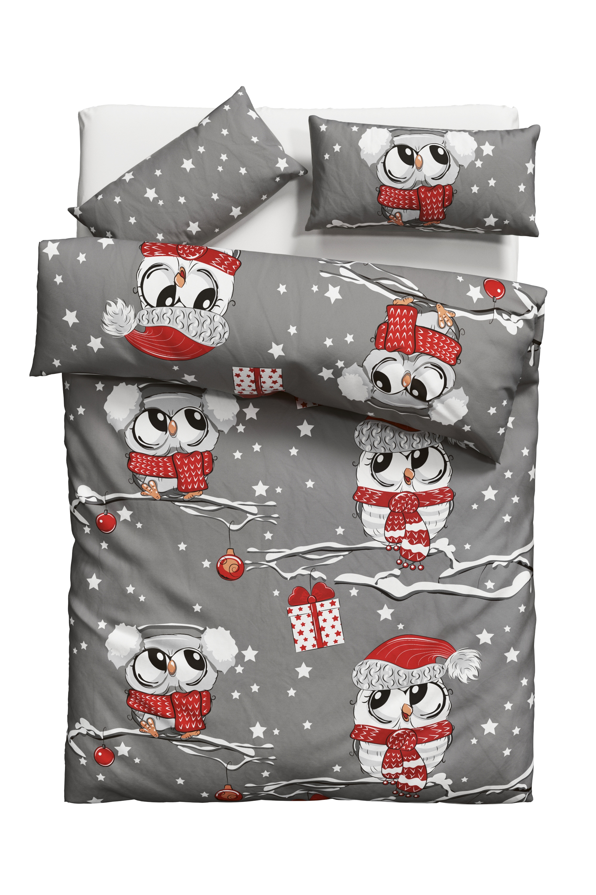 my home Bettwäsche »Janina in Gr. 135x200 oder 155x220 cm«, 100% Baumwolle, viele Winterdesigns: Patchwork, Schneemann, Eule, Bär