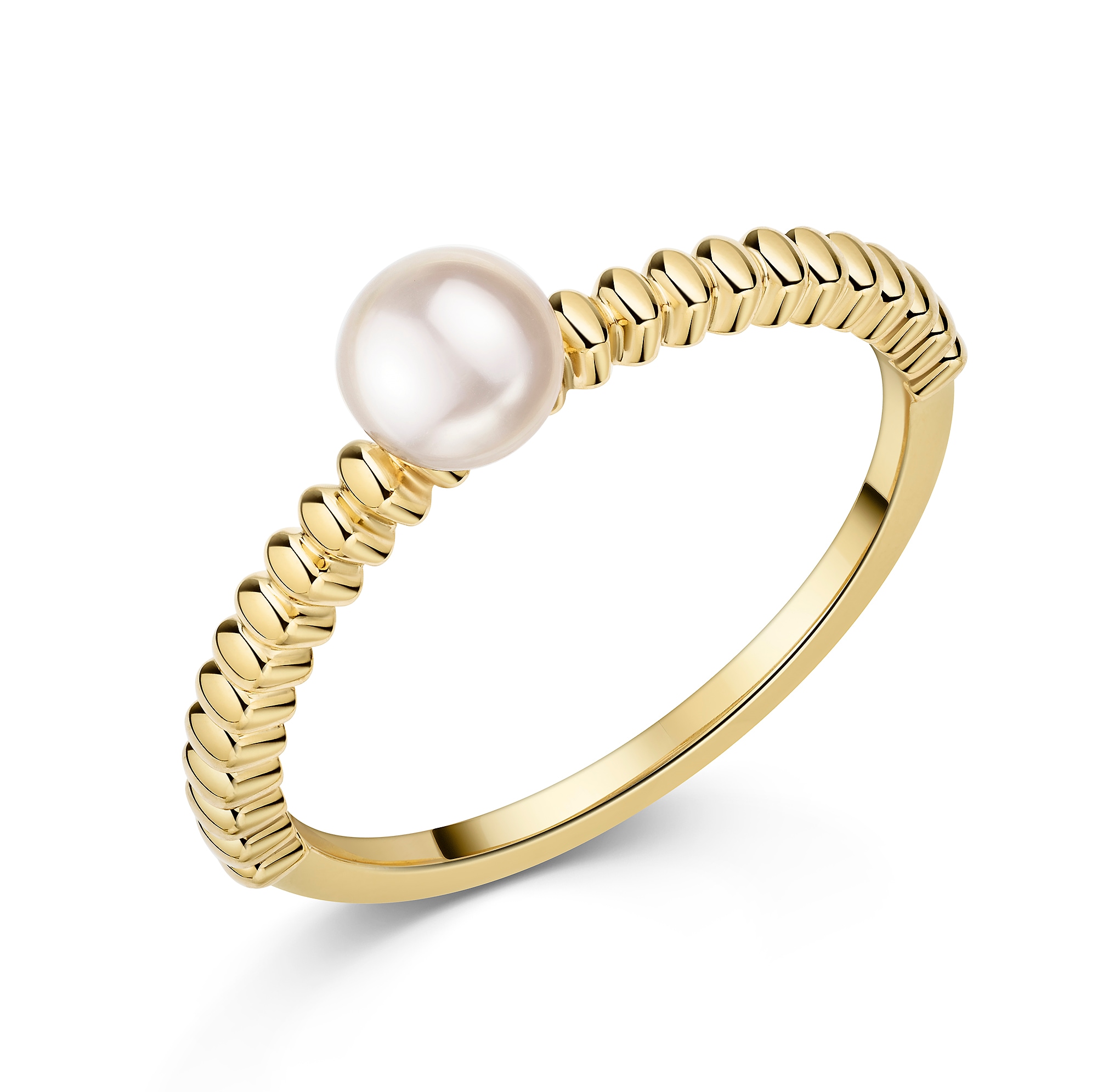 FIRETTI Damen Perlenring "Schmuck Geschenk Silber 925 Damenring Ring Kugeln", 54, Perlen Silber 925 (Sterlingsilber), 1,5mm, gold, Perlen, Silber 925