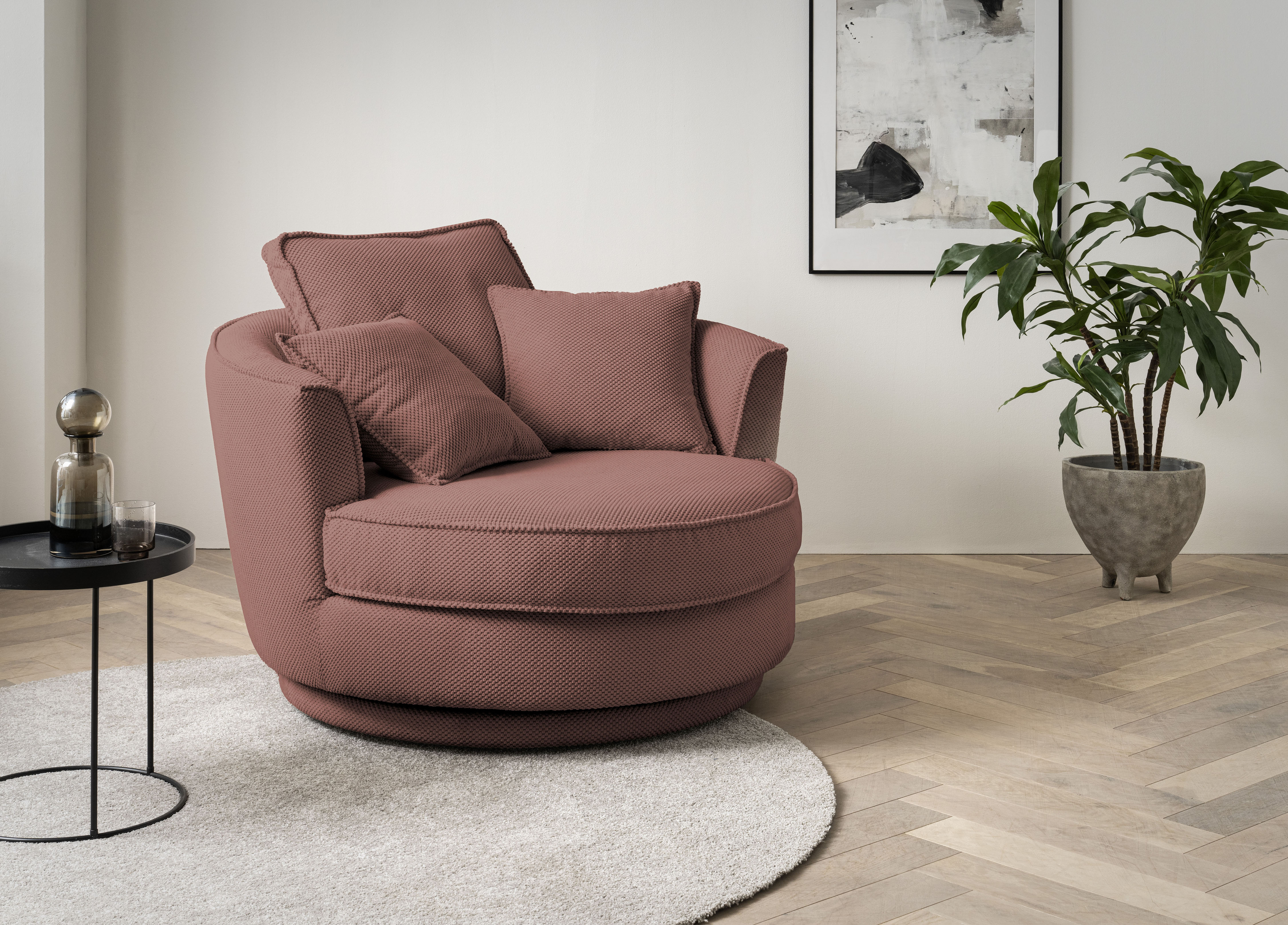 Home affaire Drehsessel "MAISIE Webvelours, Love Seat XXL, Lese-Sessel BIG-" Sessel in MEGA CORD u. Web-Velours, 360 Grad drehbar