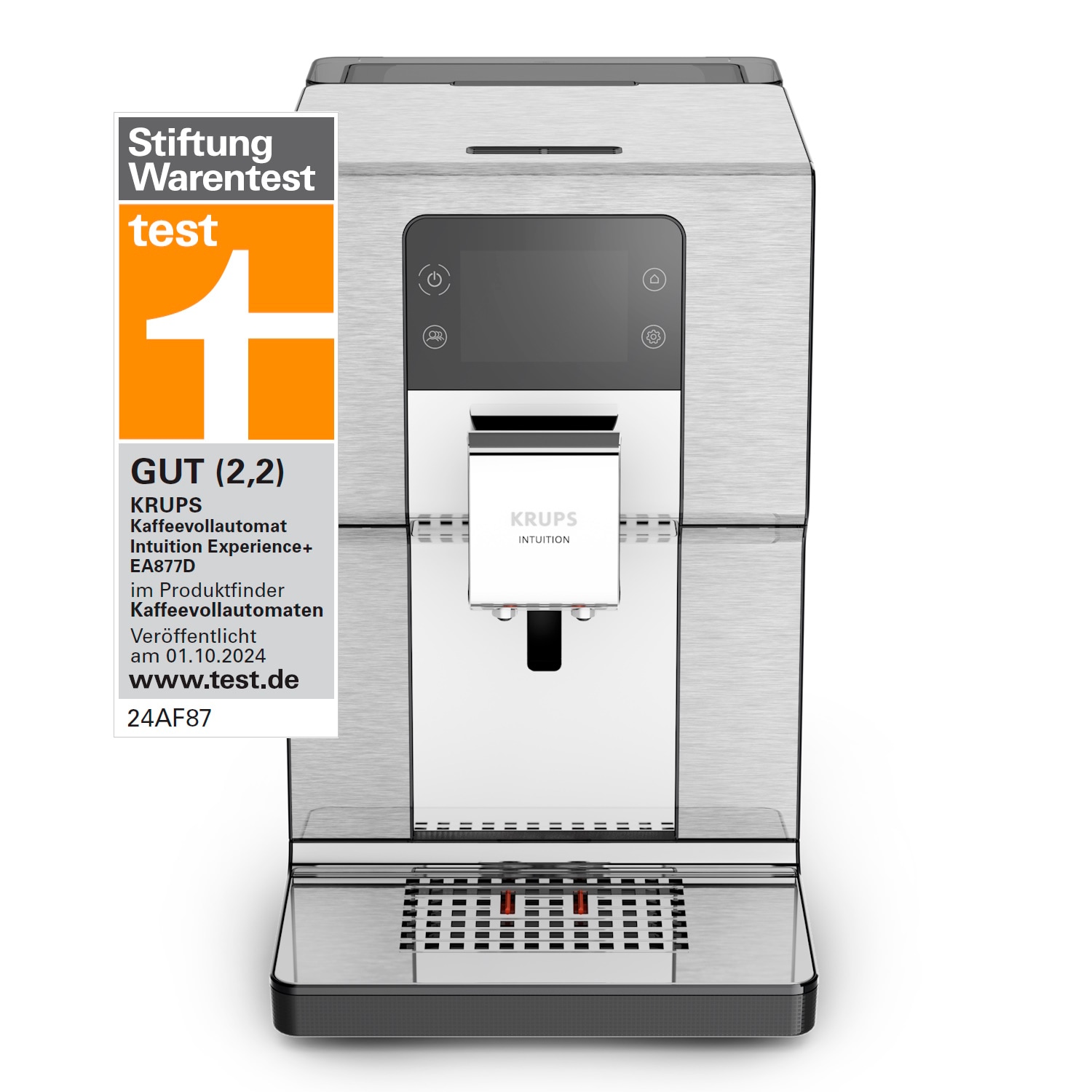 Krups Kaffeevollautomat »EA877D Intuition Experience+«, 21 Heiß- und Kaltgetränke-Spezialitäten, geräuscharm, Farb-Touchscreen