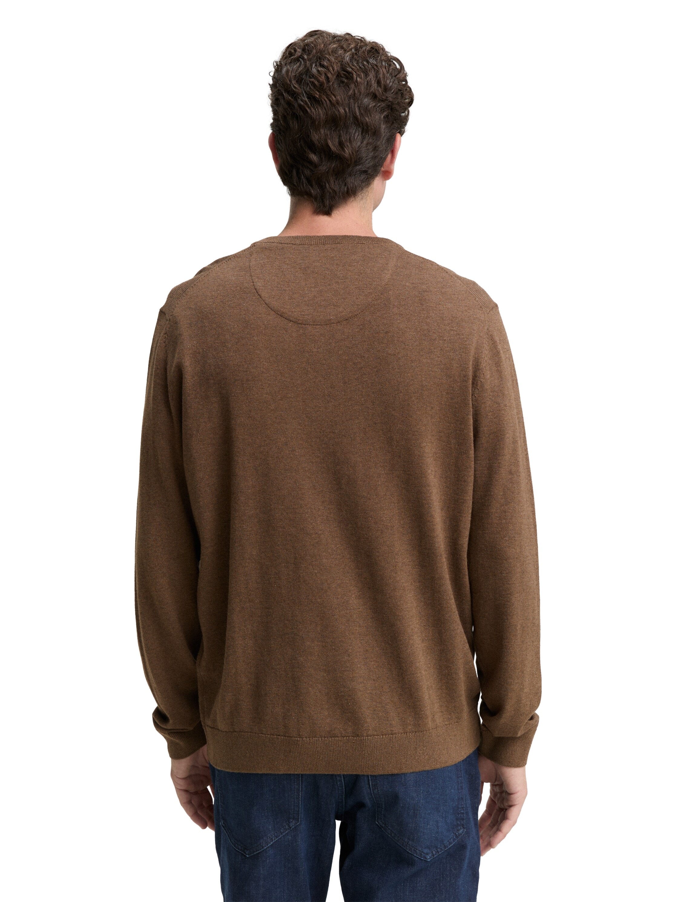 TOM TAILOR V-Ausschnitt-Pullover, mit kleiner Logo-Stickerei