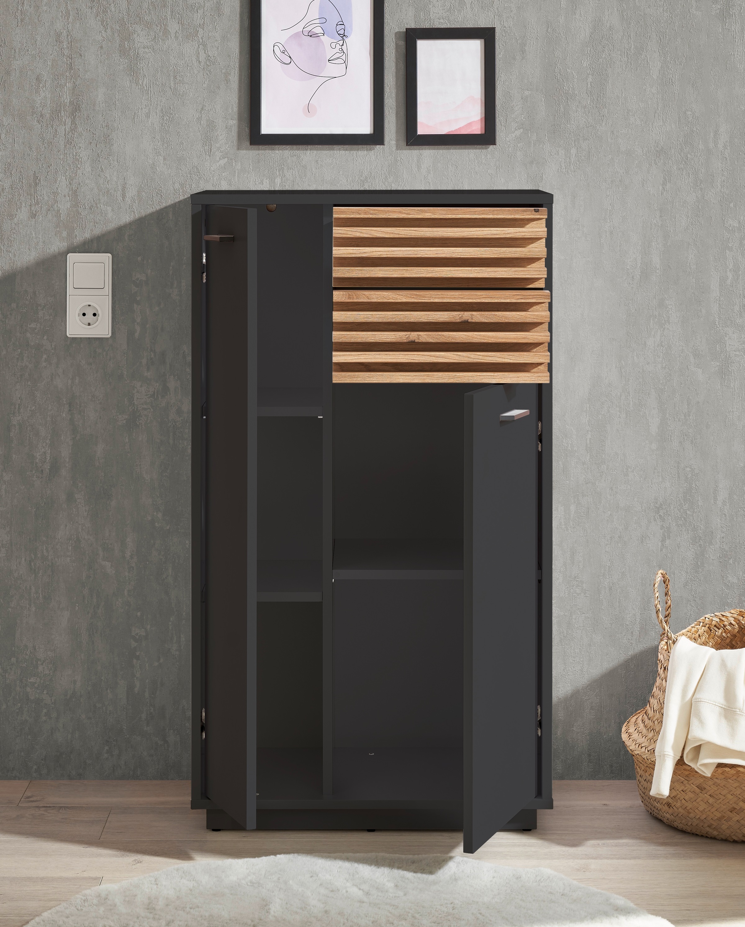 BASIC by Balculina Midischrank »Liguria B/H/T 60x106x35 cm« 1 Stk. tlg. Breite 60cm, Unterflurauszug, FSC-Mix 70%