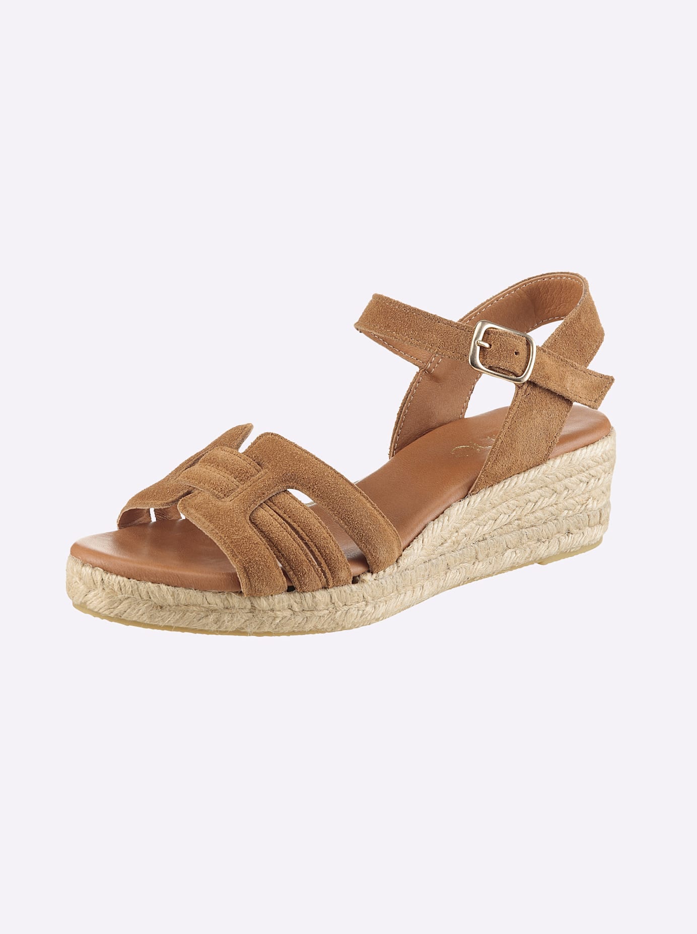 HEINE Damen Sandalette, Gr. 36cognac, Leder, Rindsleder, Veloursleder, Schuhe