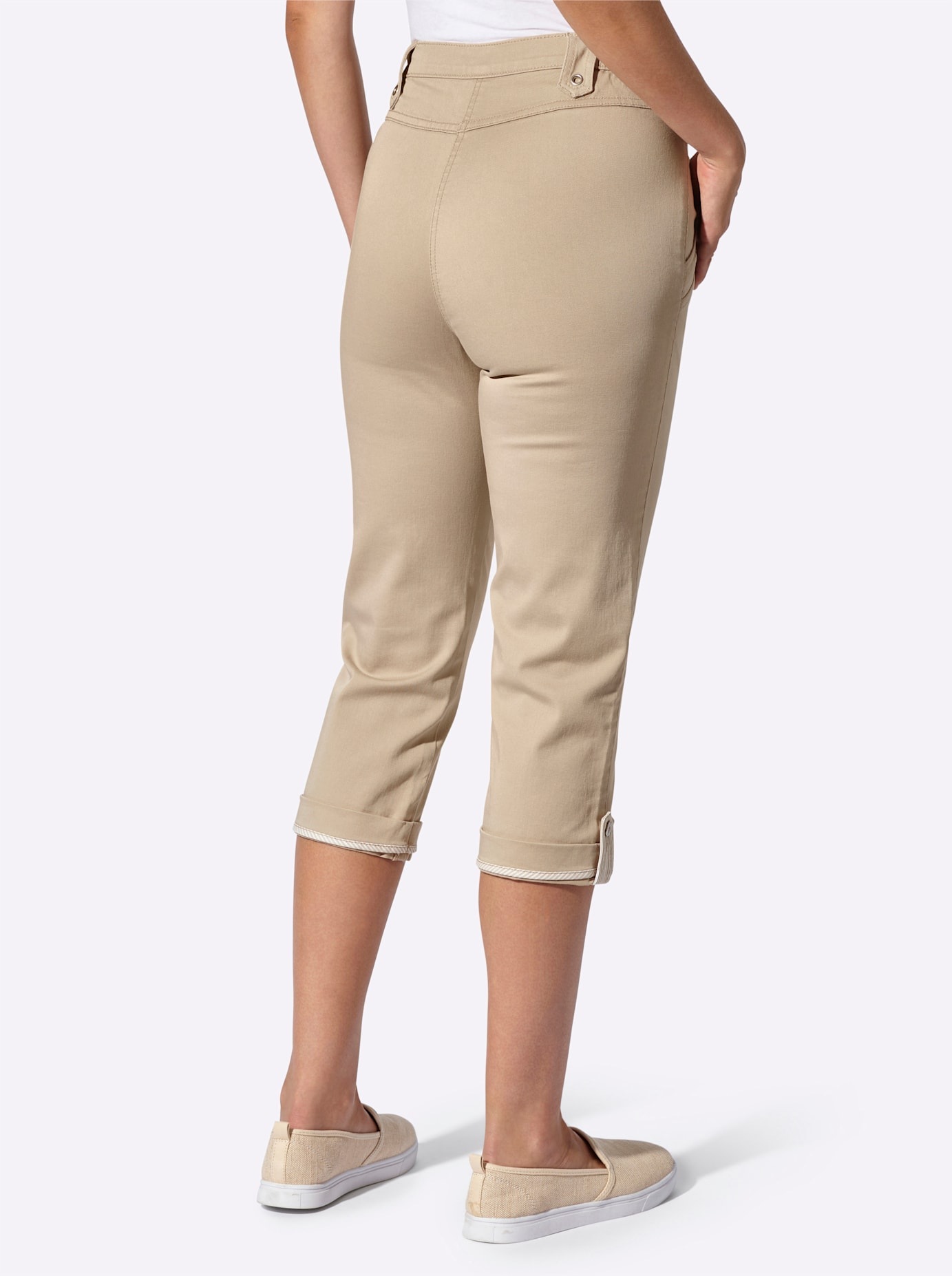 Caprijeans CASUAL LOOKS, Damen, Gr. 38, Normalgrößen, beige, 98% Baumwolle, 2% Elasthan, unifarben, 3/4-Länge, Jeans 2