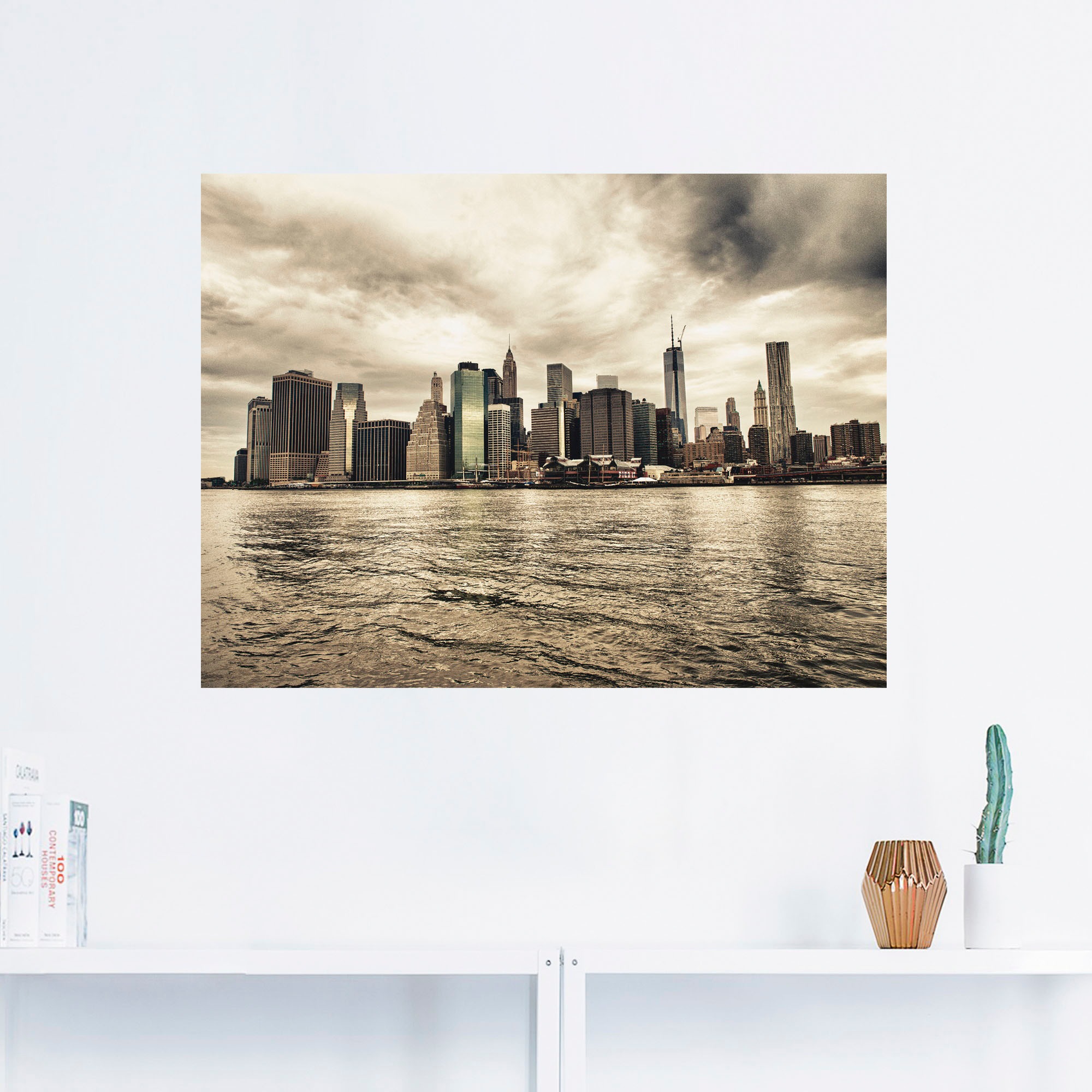 Wandaufkleber Leinwandbild, | Größen Poster Manhattan als Alubild, BAUR Skyline«, in Artland »Lower Wandbild Amerika, St.), (1 versch. kaufen oder