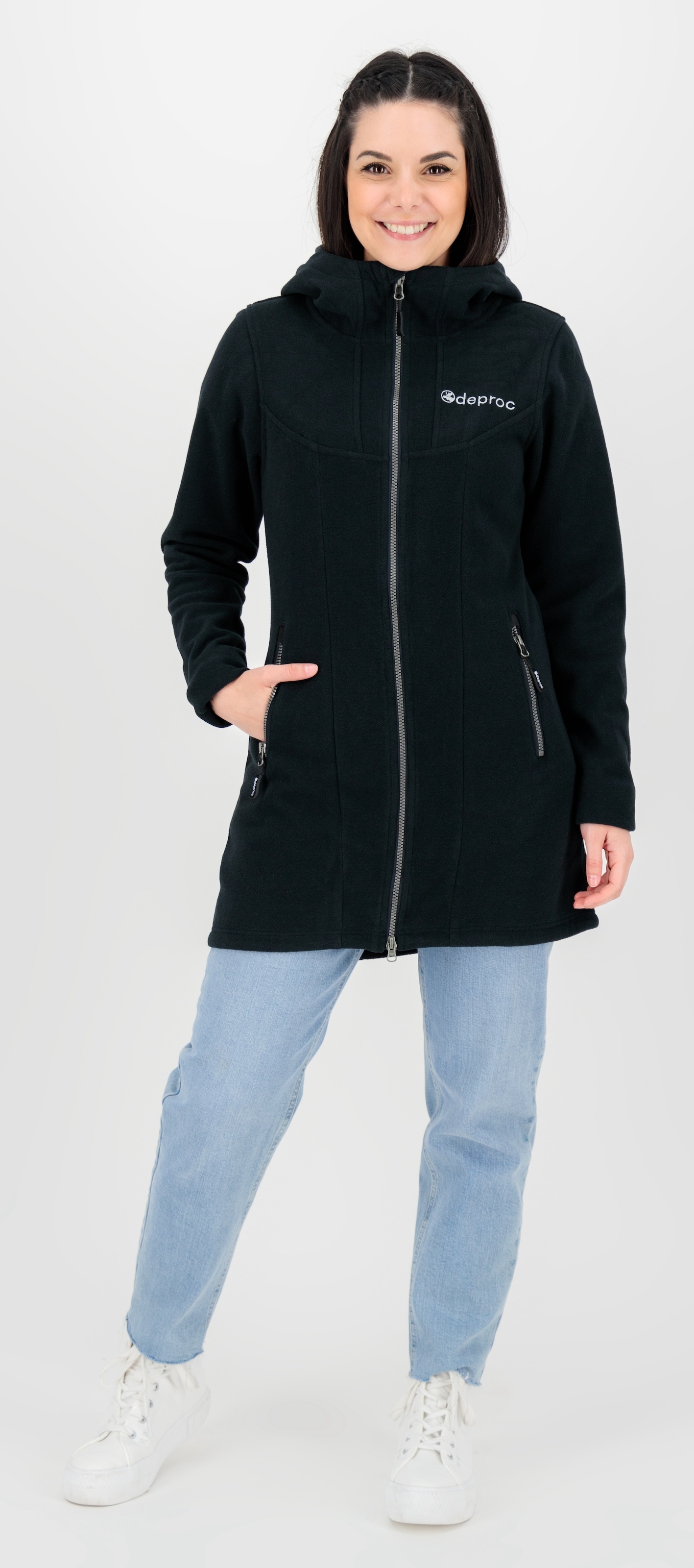 DEPROC Active Fleecejacke »GLORY APRIL«, mit 2-Wege-Reißverschluss