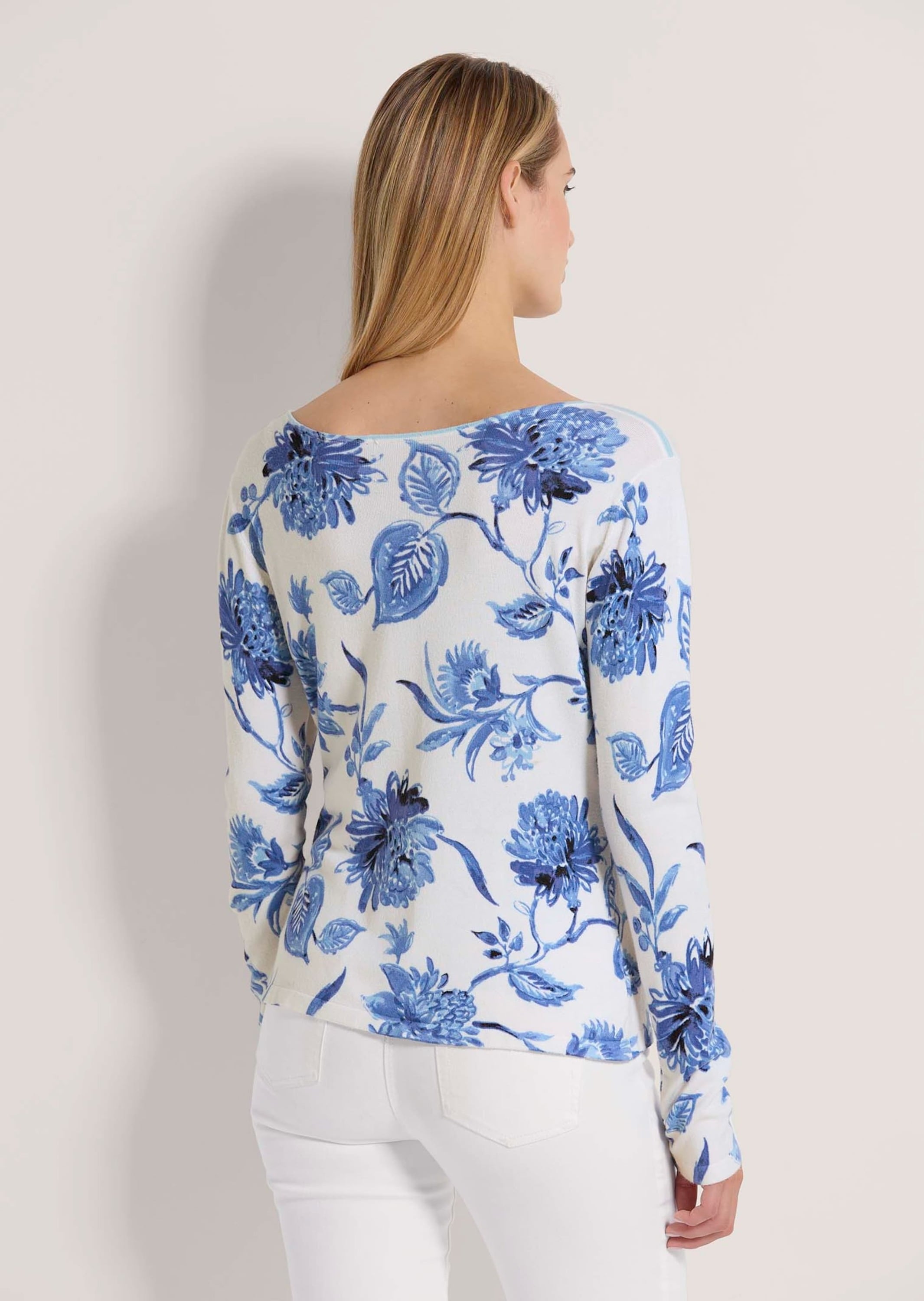 MADELEINE Longpullover »Pullover Rundhals-Pullover mit Floral-Print«