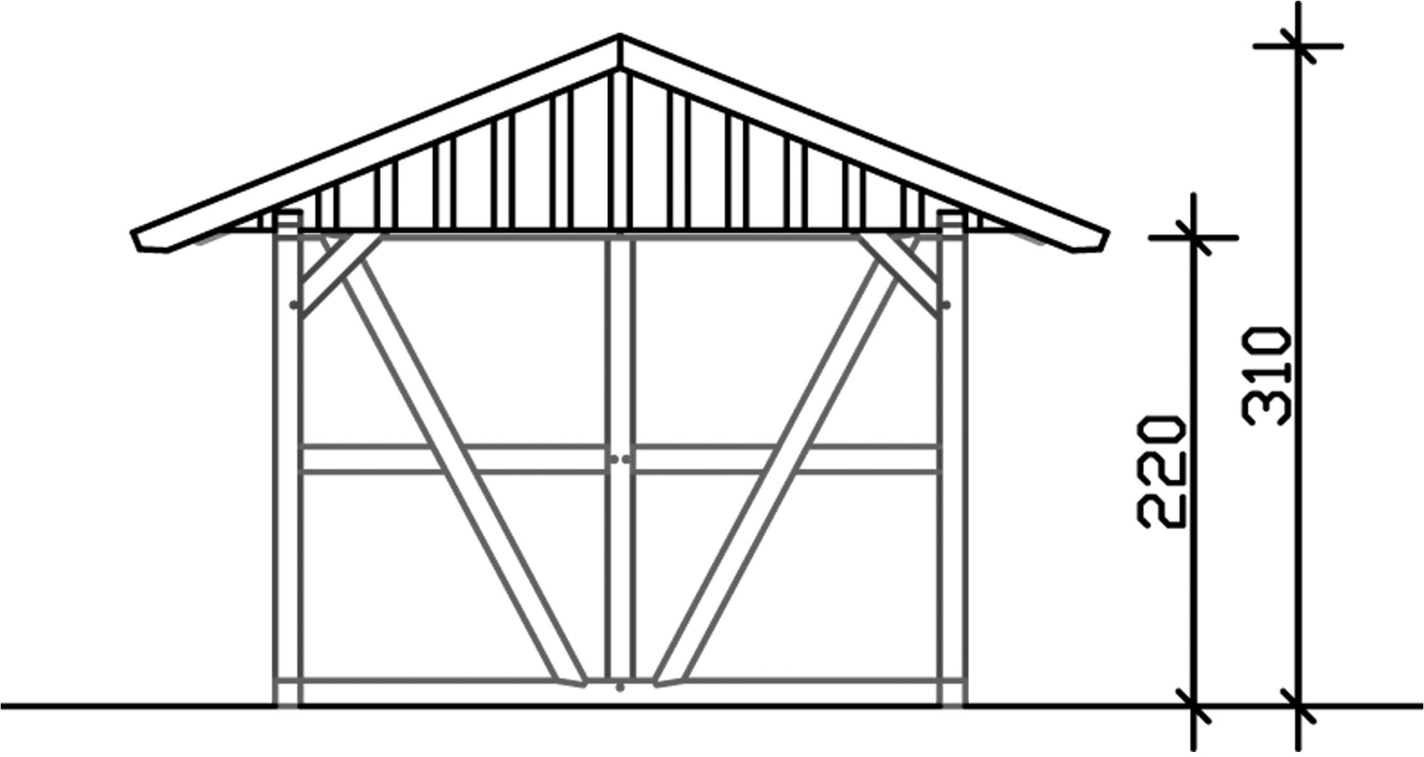 Skanholz Einzelcarport »Schwarzwald«, KVH-Fichte, 300 cm, Eiche hell, mit Rückwand, mit Dachlattung