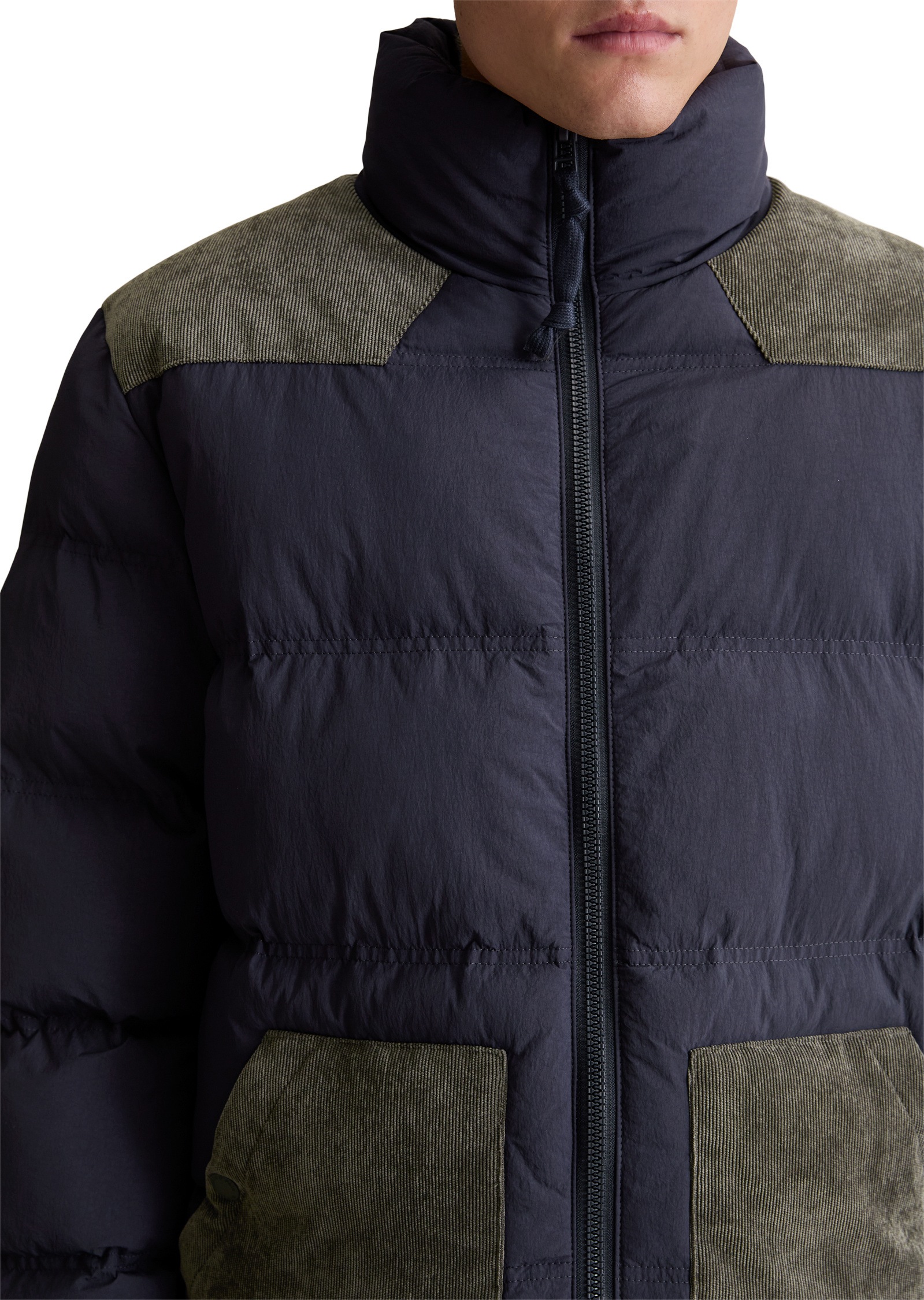 Marc O'Polo DENIM Outdoorjacke »mit kontrastfarbenen Cord-Einsätzen«, ohne Kapuze