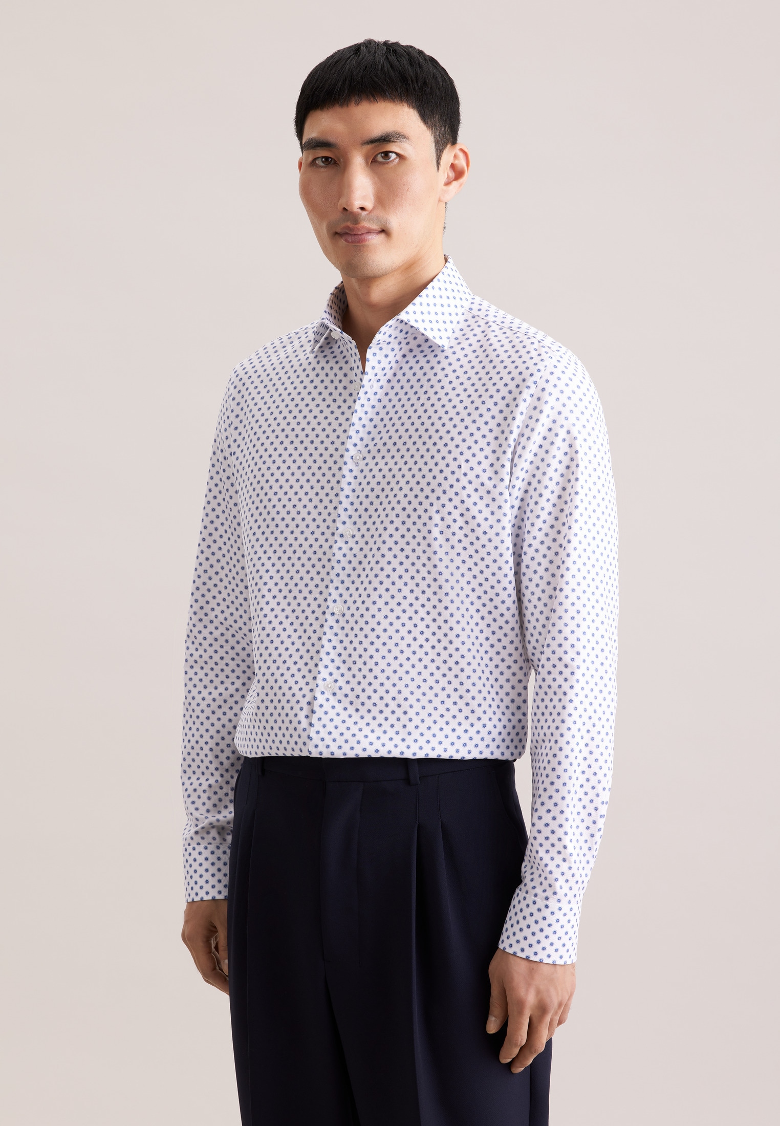 seidensticker Businesshemd "Schwarze Rose" Shaped 1/1 Kentkragen Druck günstig online kaufen