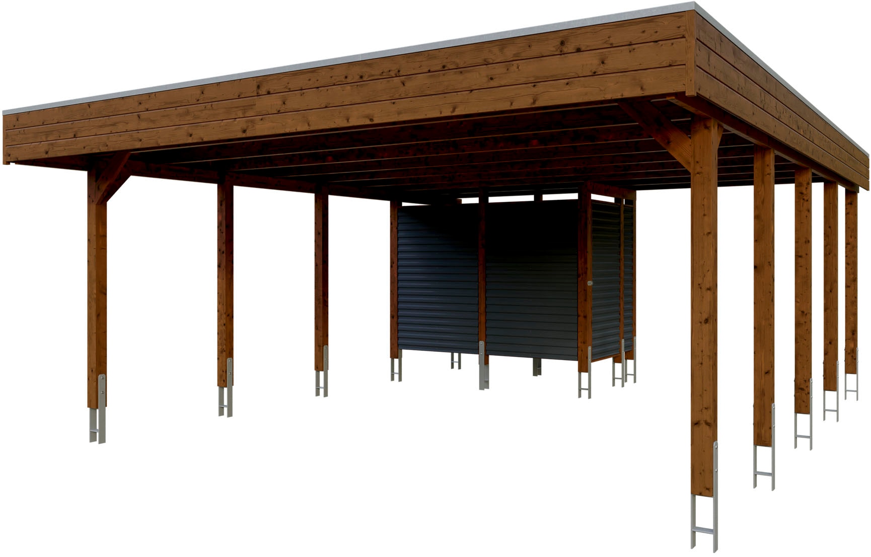 Skanholz Doppelcarport "Friesland Set 14" Massivholz 514 cm Nussbaum