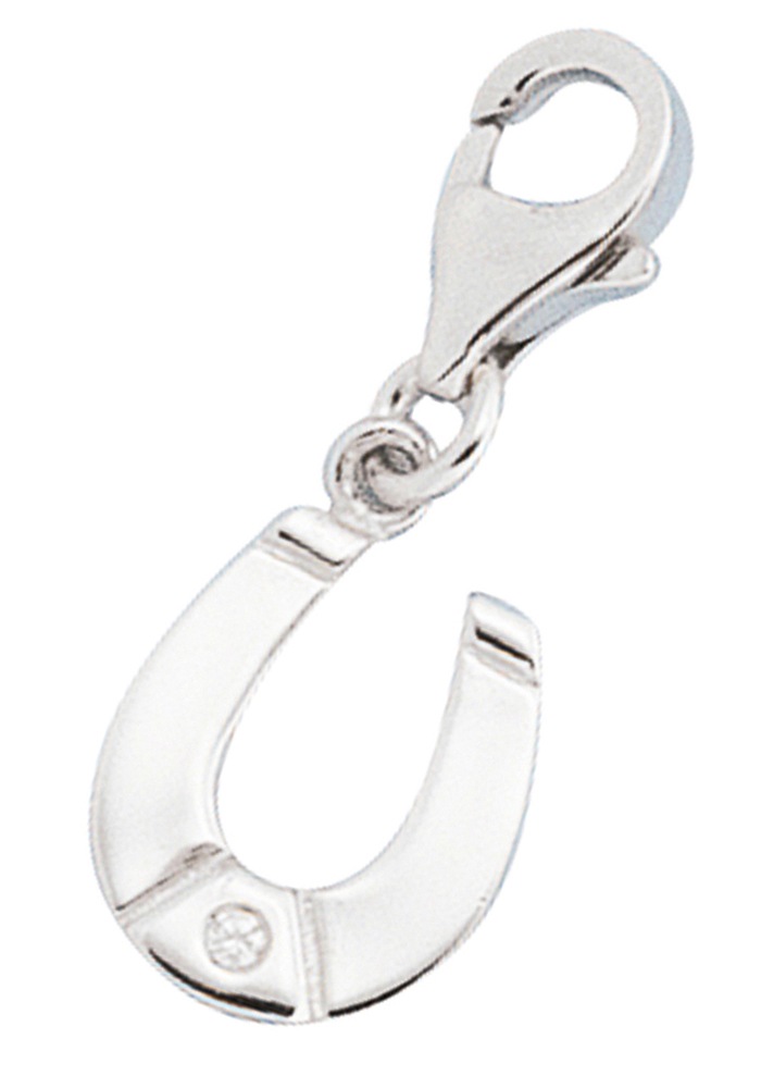 JOBO Charm-Einhänger »Charm Glücksbringer Hufeisen« 925 Silber rhodiniert mit Zirkonia