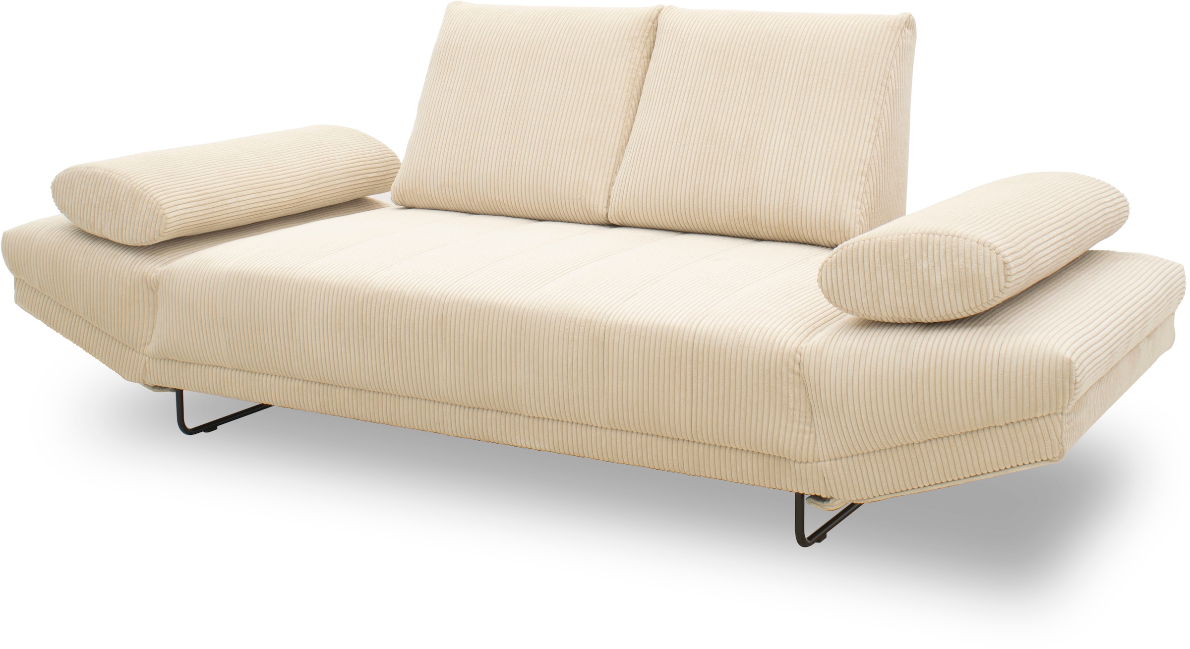 INOSIGN Schlafsofa »Jadelyn mit klappbaren Armlehnen,«, Federkern, Cord-Bezug, incl. 2 Armlehnkissen, Liegefläche 97x250 cm