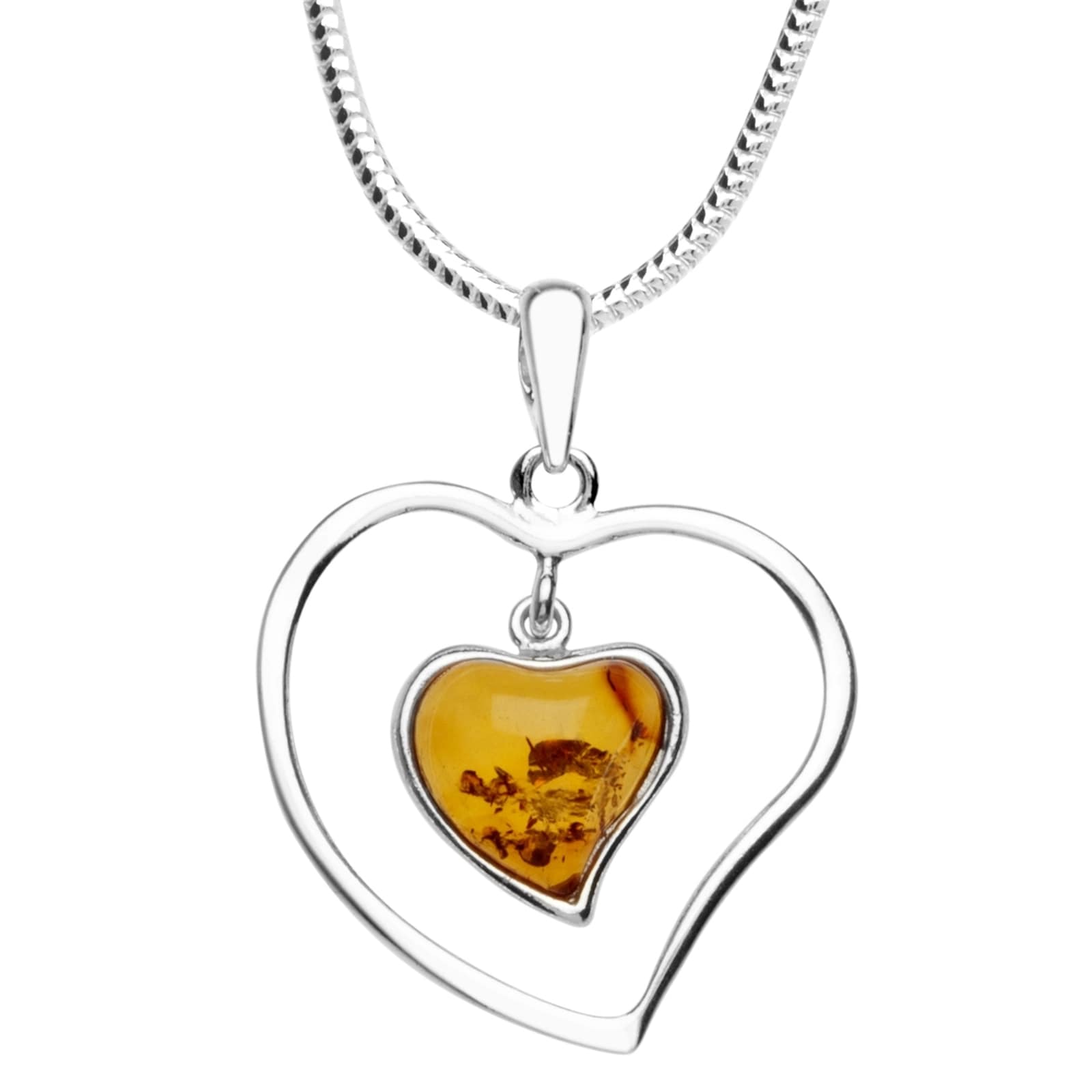 Kette mit Anhänger OSTSEE-SCHMUCK "Ostsee-Schmuck Kette mit Anhänger Herz Kette mit Anhänger Herz" Gr. 45, silber, Halsketten, Damen, 45cm, Silber 925 (Sterlingsilber), L: 42