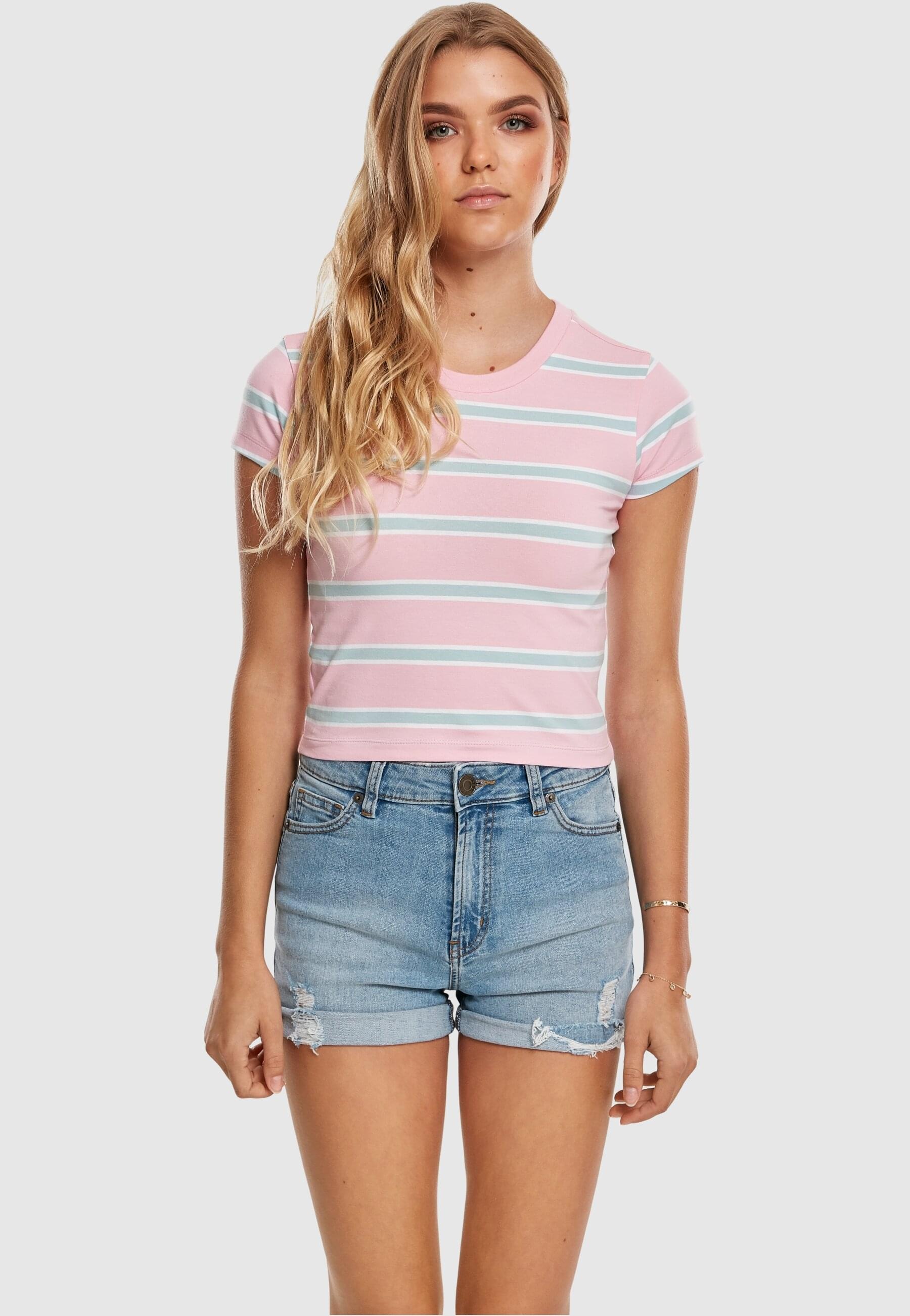 URBAN CLASSICS T-Shirt »Urban Classics Damen Ladies Stripe Cropped Tee«, (1 tlg.)