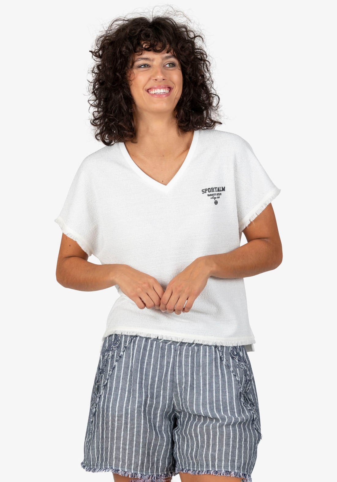 Sportalm Kitzbühel T-Shirt, mit Fransenborte am Saum im Vorderteil und am Ä günstig online kaufen
