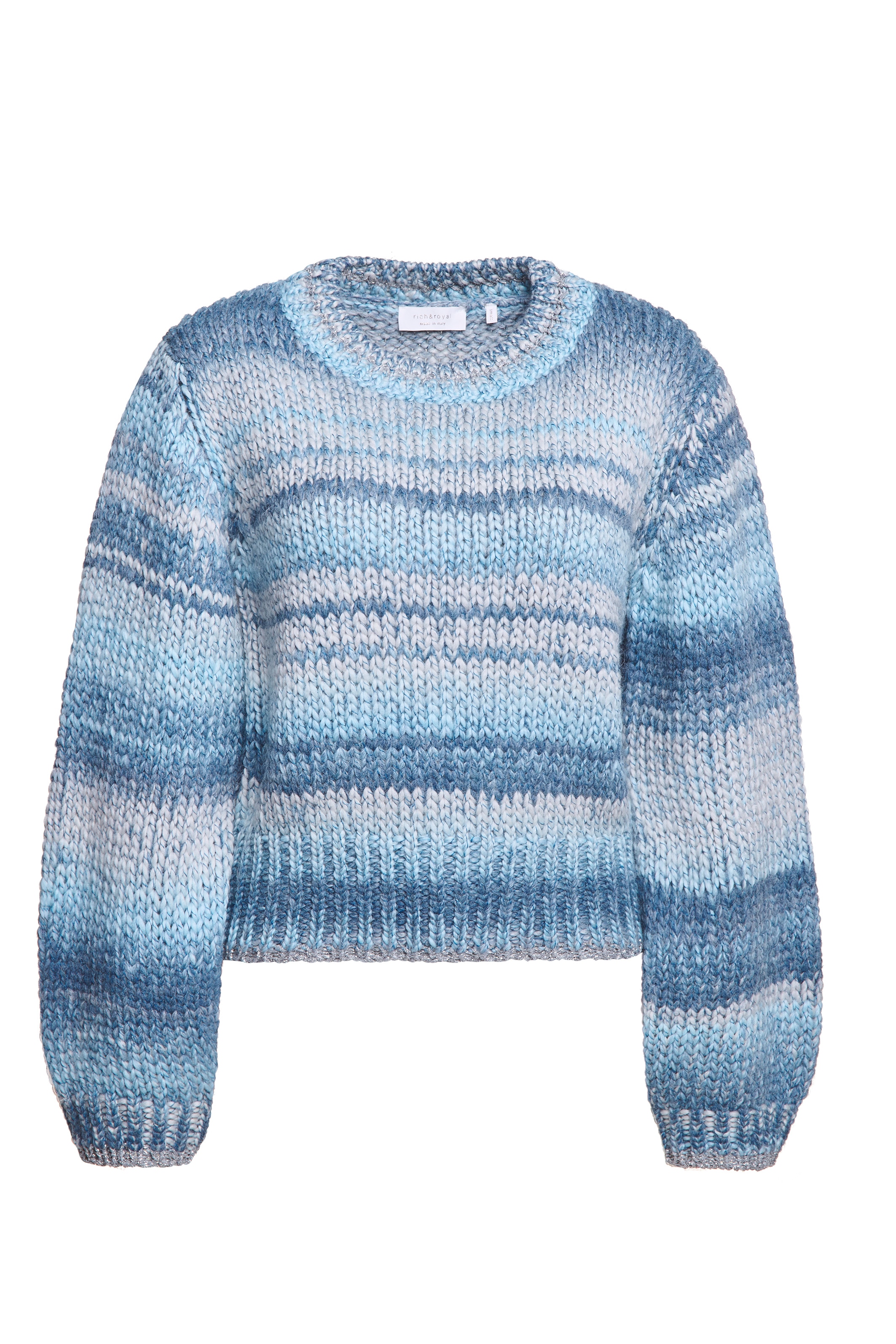 Rich & Royal Rundhalspullover "Fitted space dye pullover", aus multifarbenem Garn, Rundhals, breiter Bund