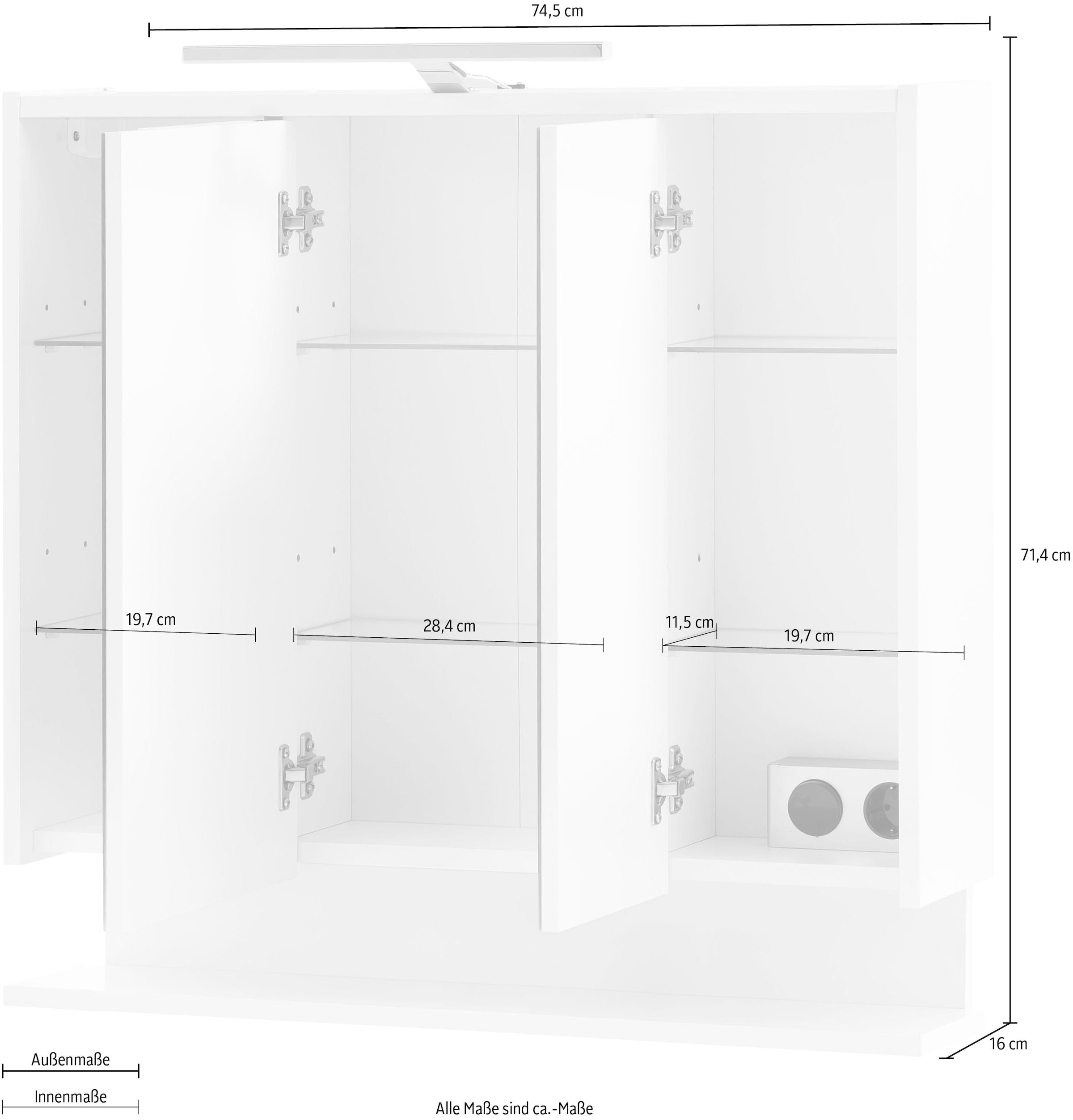INOSIGN Spiegelschrank »List«, Breite 74,5 cm