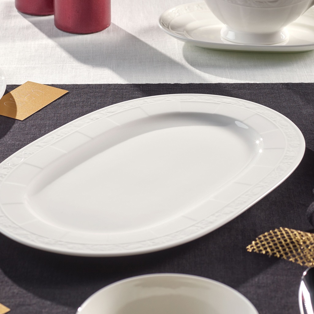 Villeroy & Boch Servierplatte "Servierplatte White Pearl 35 x 24 cm weiß" günstig online kaufen