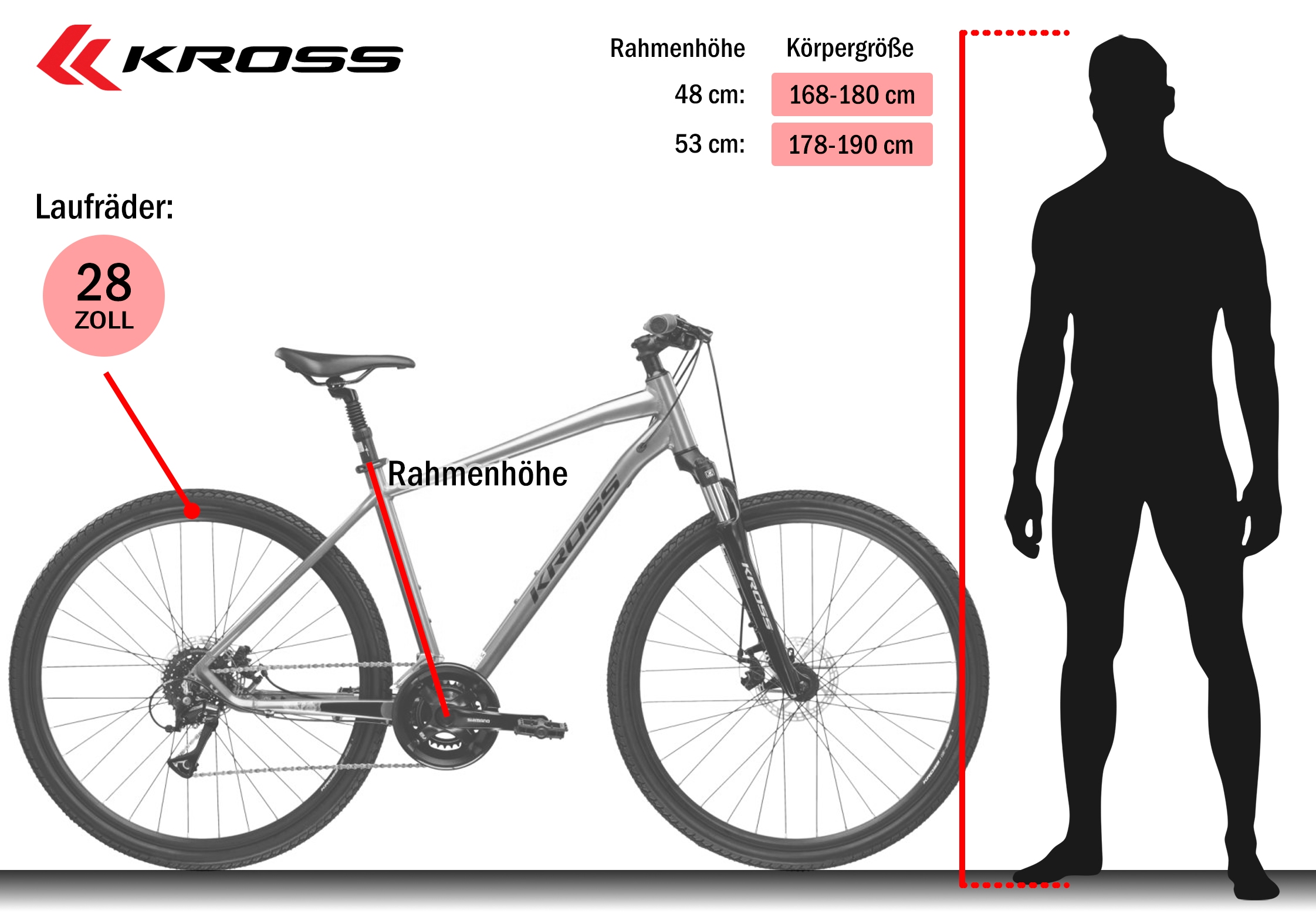 Kross Crossrad »Evado 3.0 grau« 16 Gang Shimano ACERA M3020 Schaltwerk Kettenschaltung