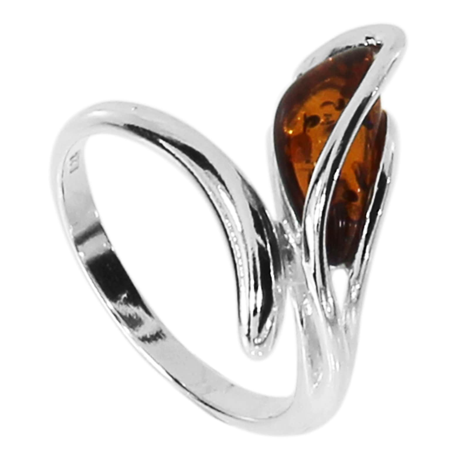 Fingerring OSTSEE-SCHMUCK "- Minna - Silber 925/000 - Bernstein" Gr. 56, silber (silber 925, silberfarben, weiß), Fingerringe, Damen, 56, Fingerring
