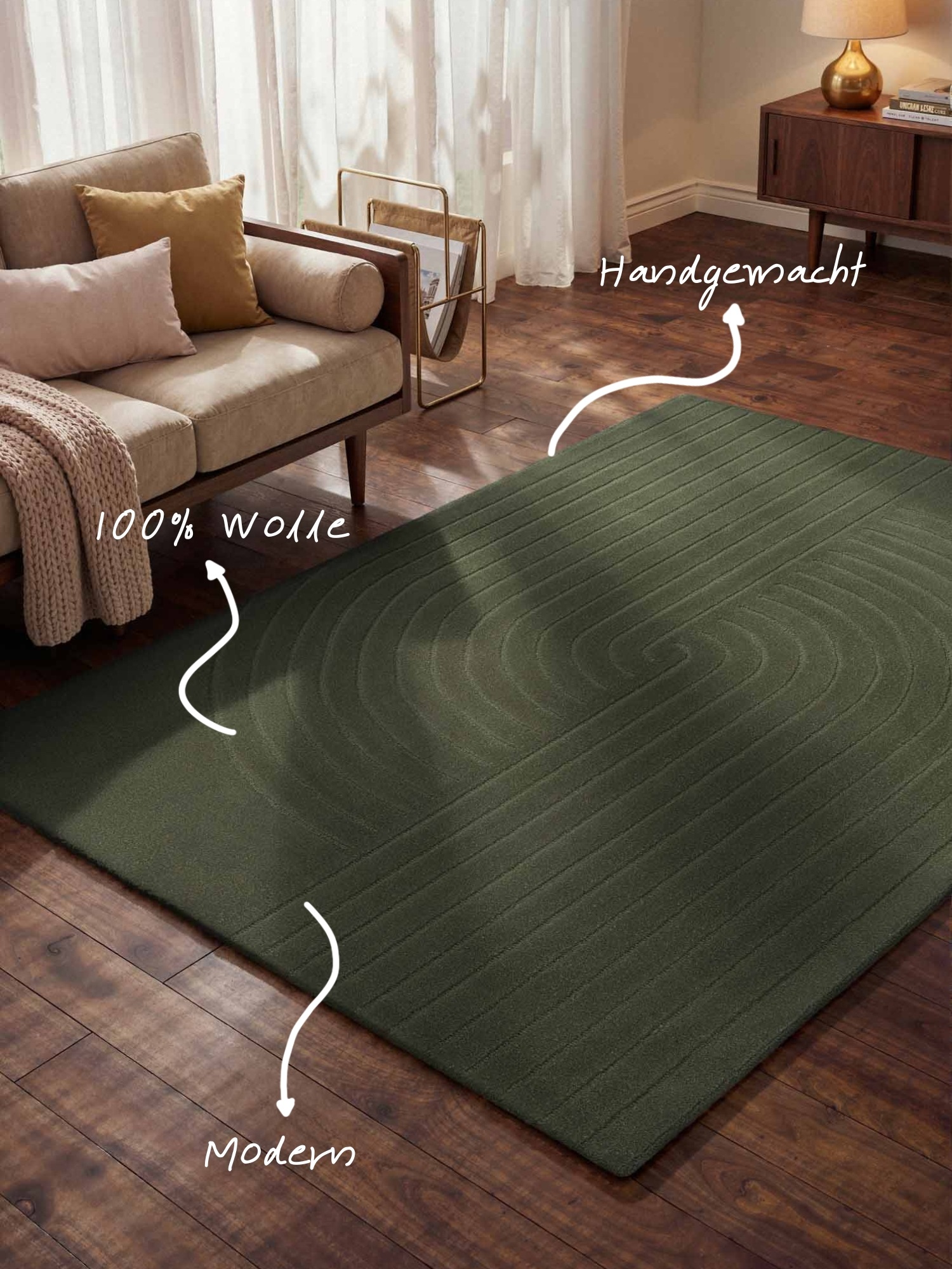 VIKOSA Arcura Wool Rug Dark Green 120x180 2